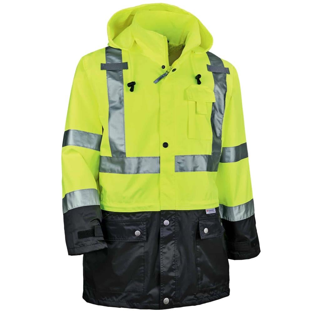Chamarra de trabajo con capucha en color verde limón para adulto unisex (3XL) 25327