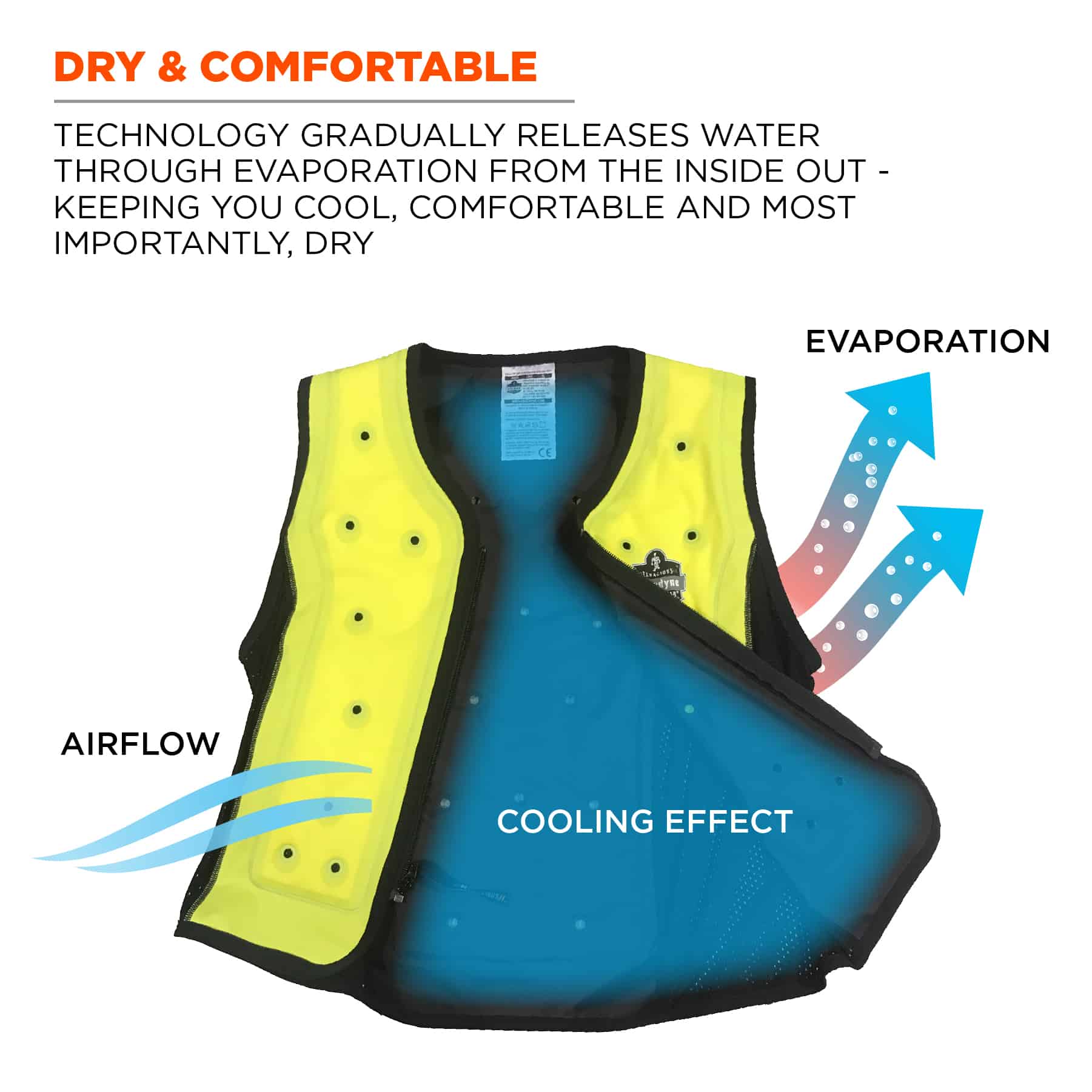 Chaleco de enfriamiento sintético verde para adulto unisex Chill-Its Talla Mediana 12673
