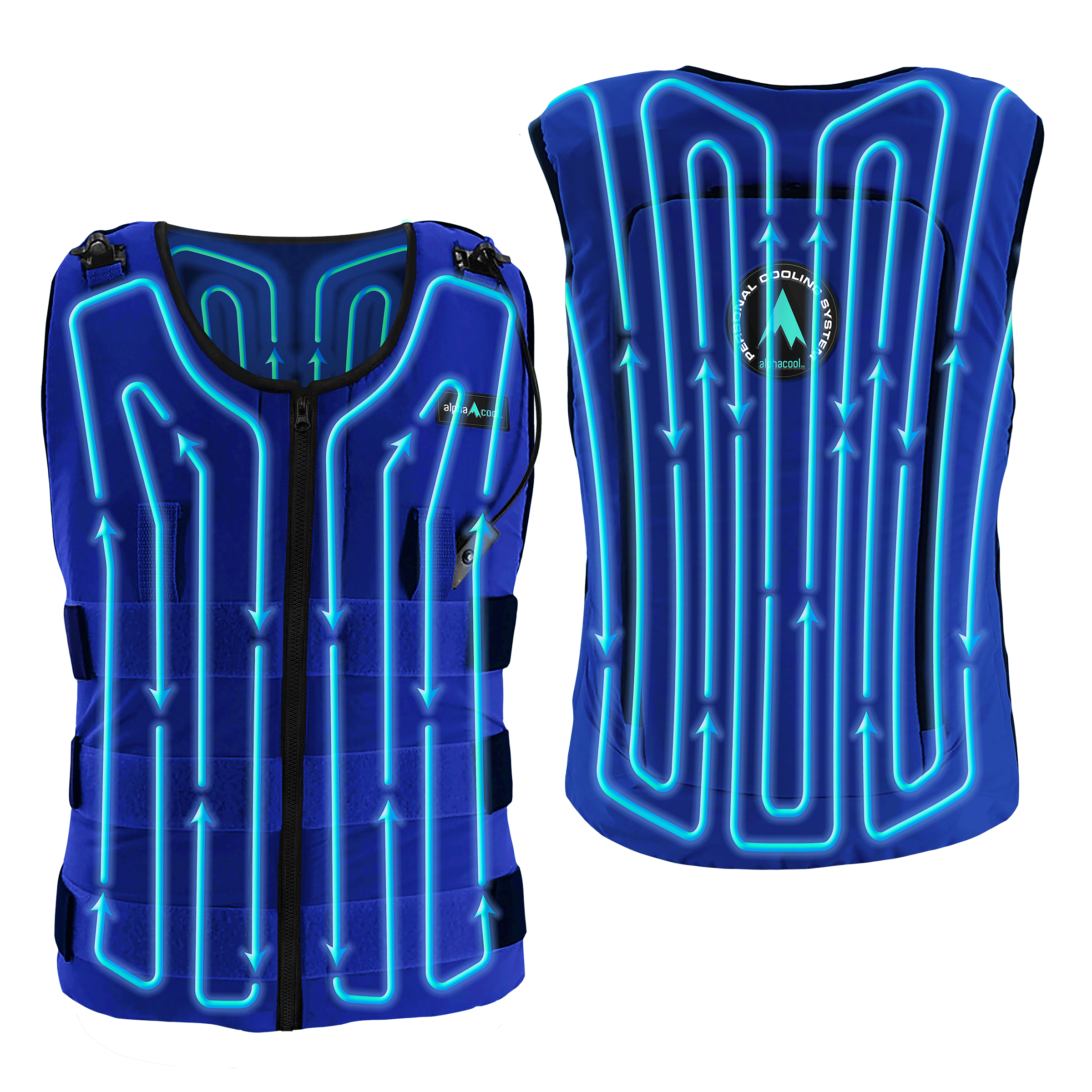Chaleco de refrigeración de poliéster azul unisex para adultos AlphaCool talla 4XL