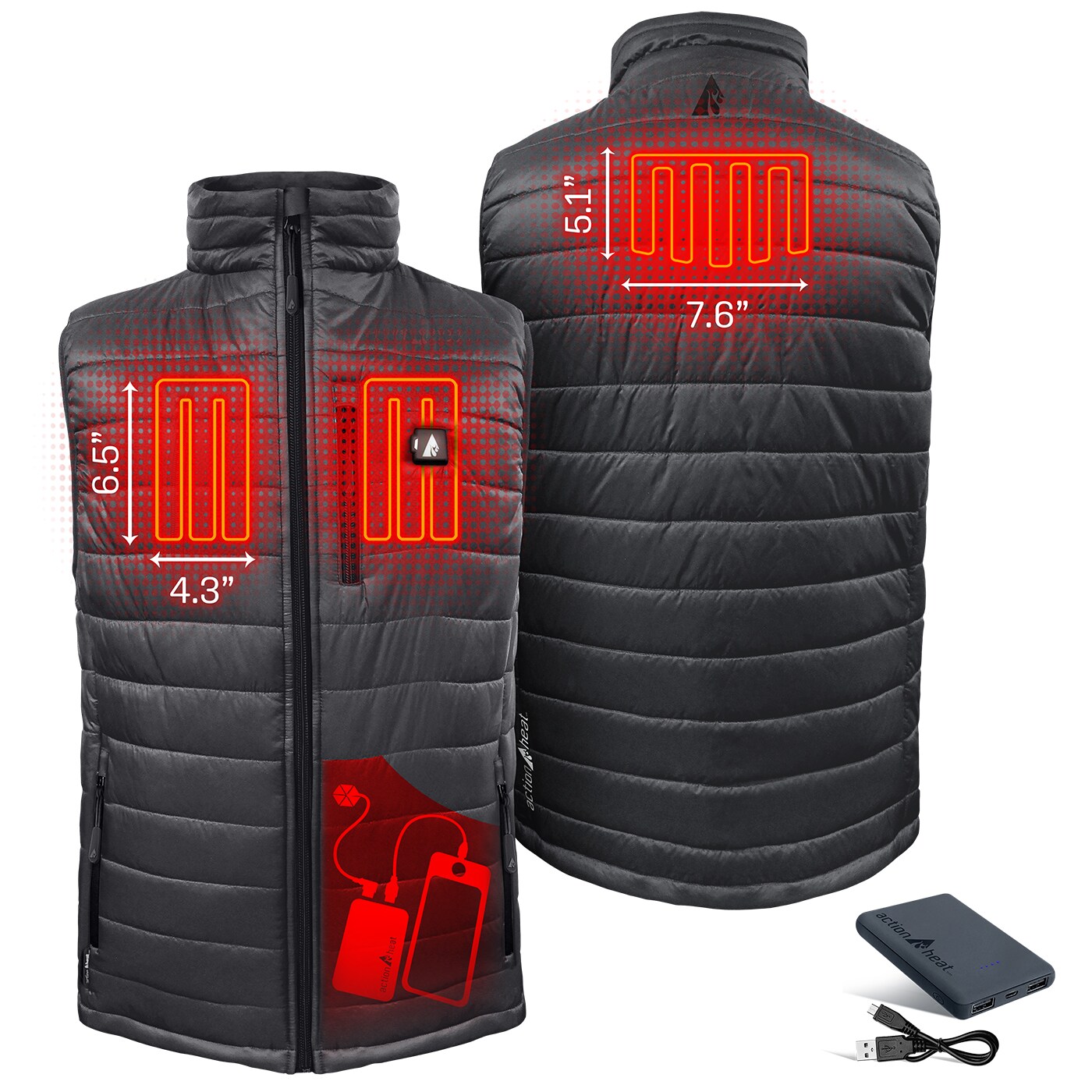 Chaleco térmico de poliéster gris para hombre de ActionHeat talla mediana