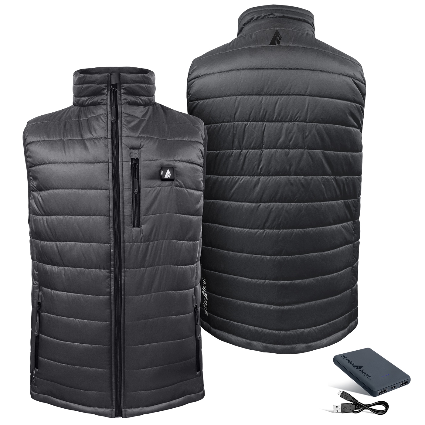 Chaleco térmico de poliéster gris para hombre de ActionHeat talla mediana