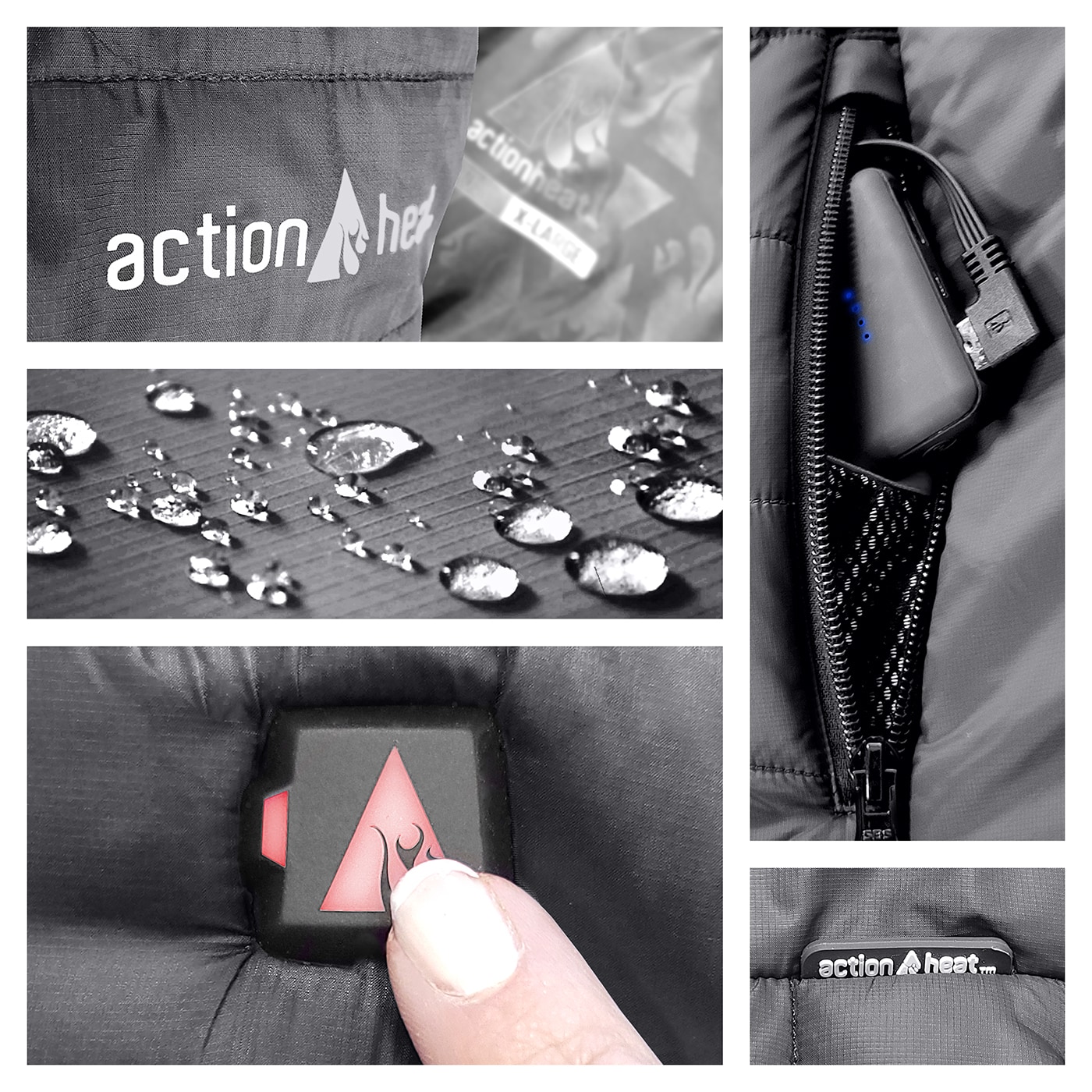 Chaleco térmico de poliéster gris para hombre de ActionHeat talla mediana