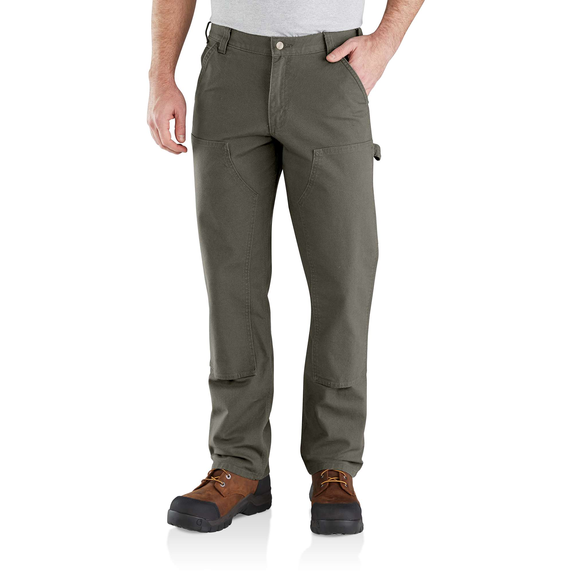 Pantalones de trabajo Carhartt para hombre, estilo carpintero, de lienzo verde musgo y corte relajado (34 x 32) 103334-316W34L32