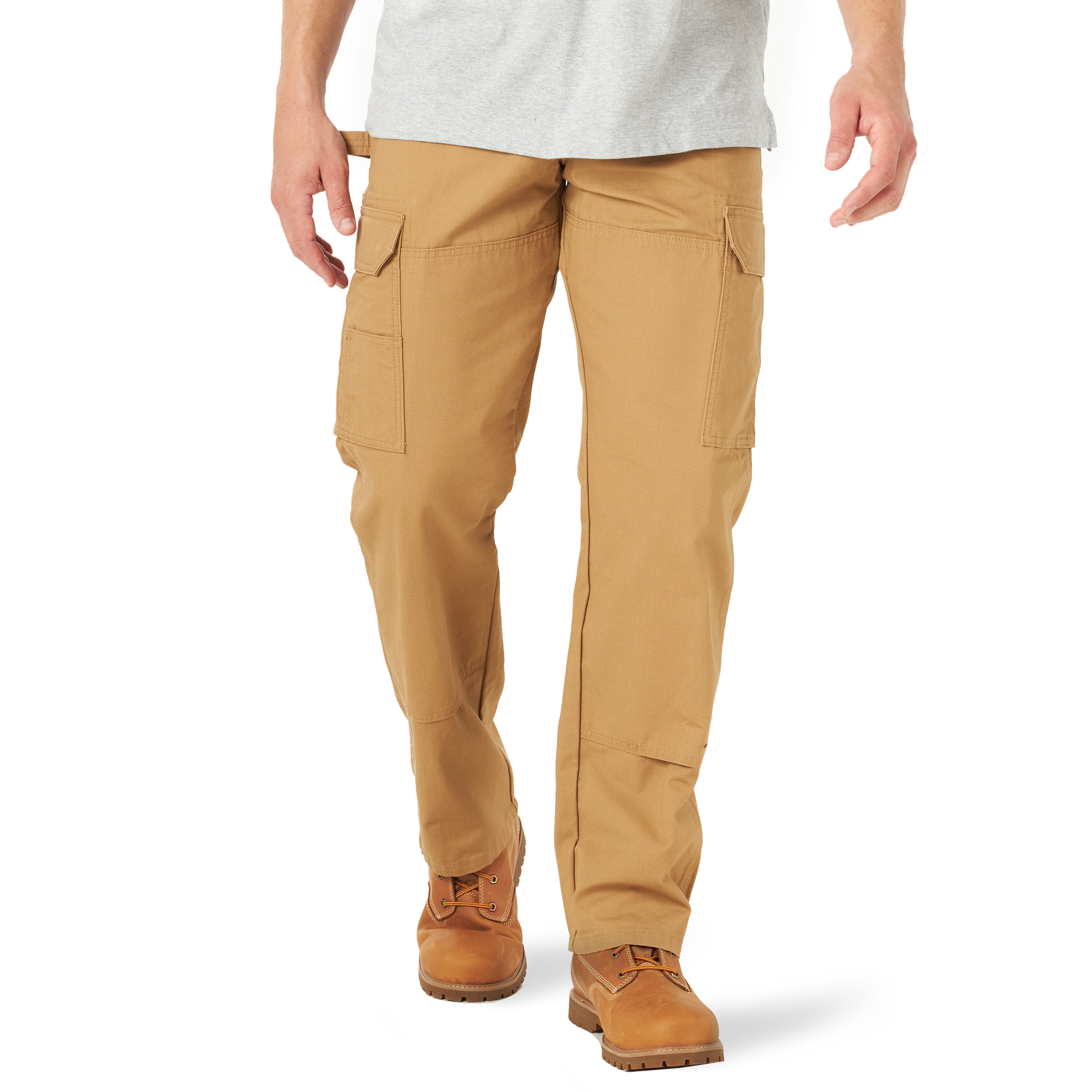 Pantalones de trabajo para hombre Wrangler en color crudo con corte holgado y estilo de carga tejida (40 x 30)