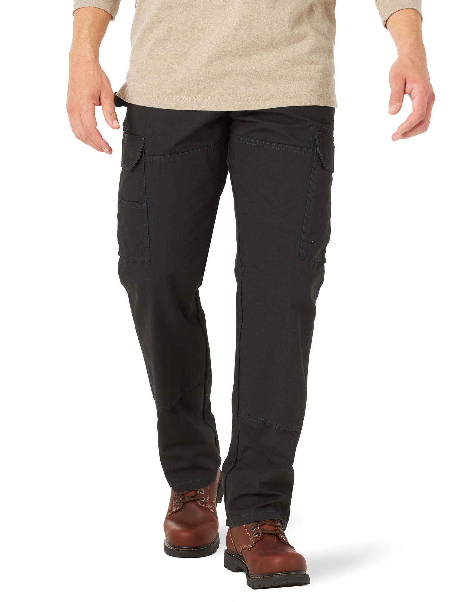 Pantalones de trabajo cargo de algodón negro con textura de ajuste relajado para hombre Wrangler (40 x 30)