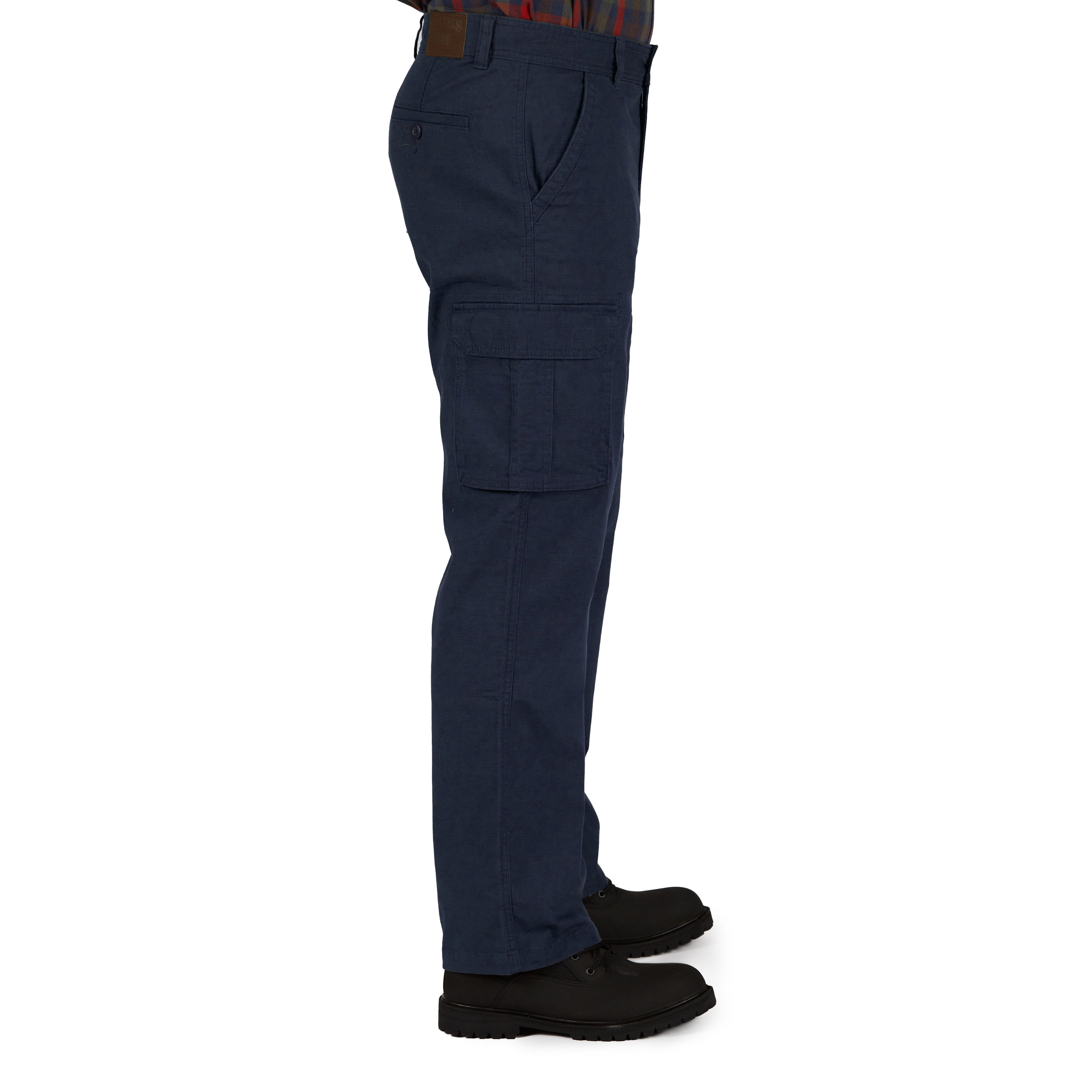 Pantalones de trabajo para hombre de Smith's Workwear en ajuste relajado de lona azul marino oscuro con bolsillos de carga (34 x 32)