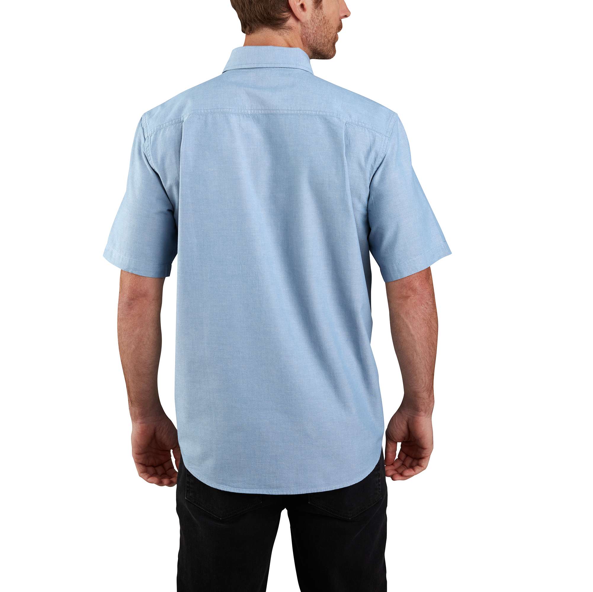 Playera de botones de manga corta de punto azul para hombre de Carhartt (Grande)
