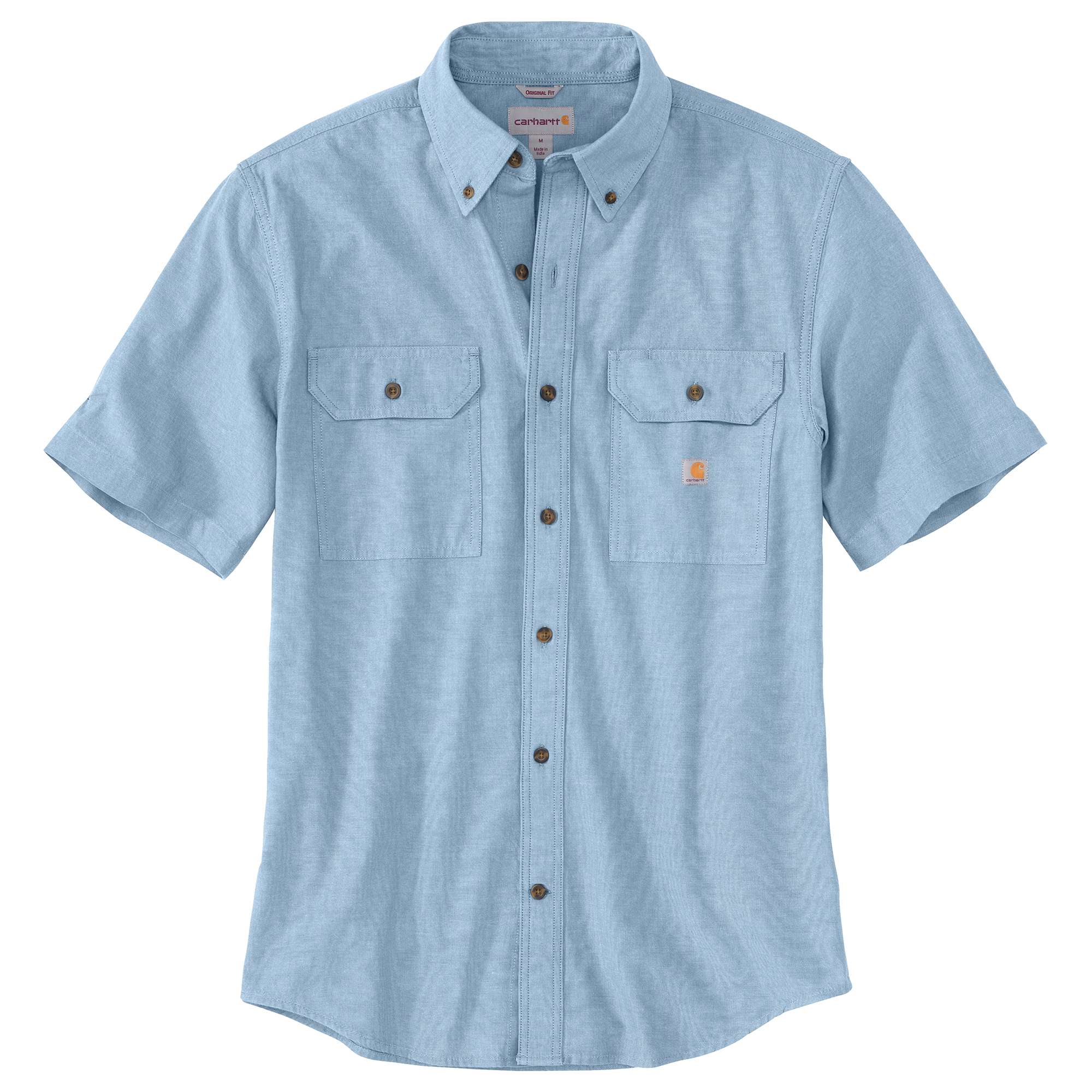 Playera de botones de manga corta de punto azul para hombre de Carhartt (Grande)