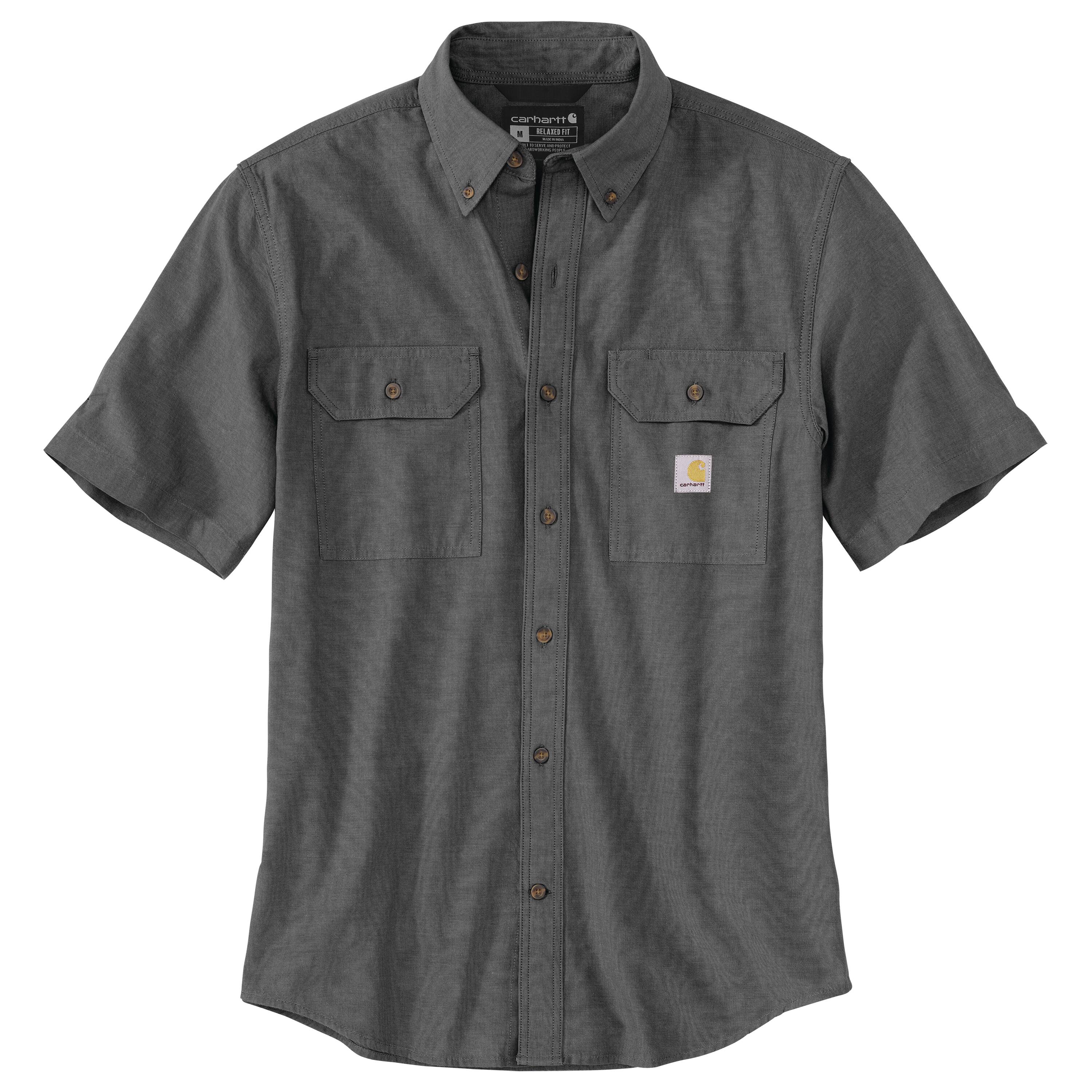 Playera de botones negra de manga corta para hombre de Carhartt (Talla Grande)