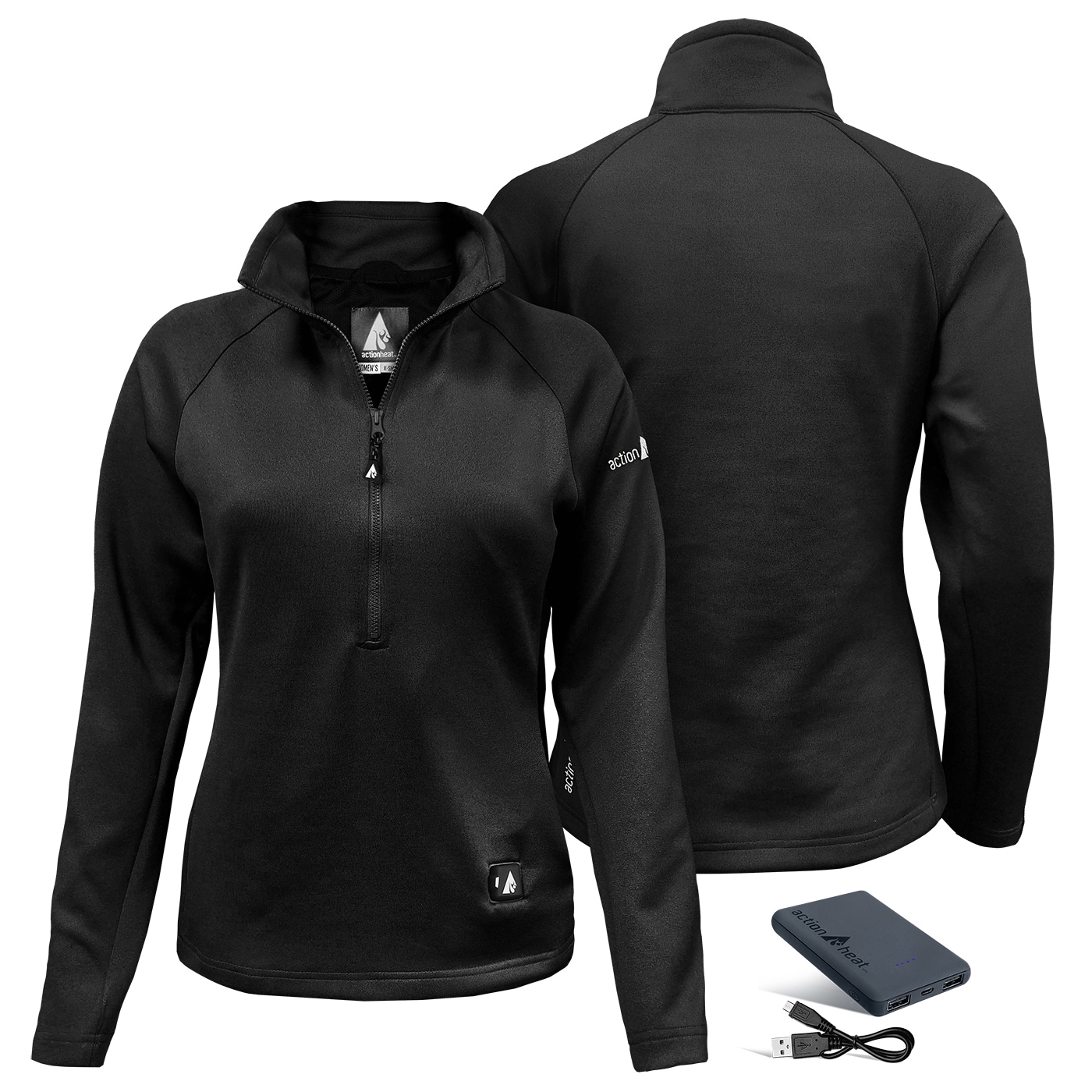 Playera térmica negra de manga larga para mujer de ActionHeat (Grande)