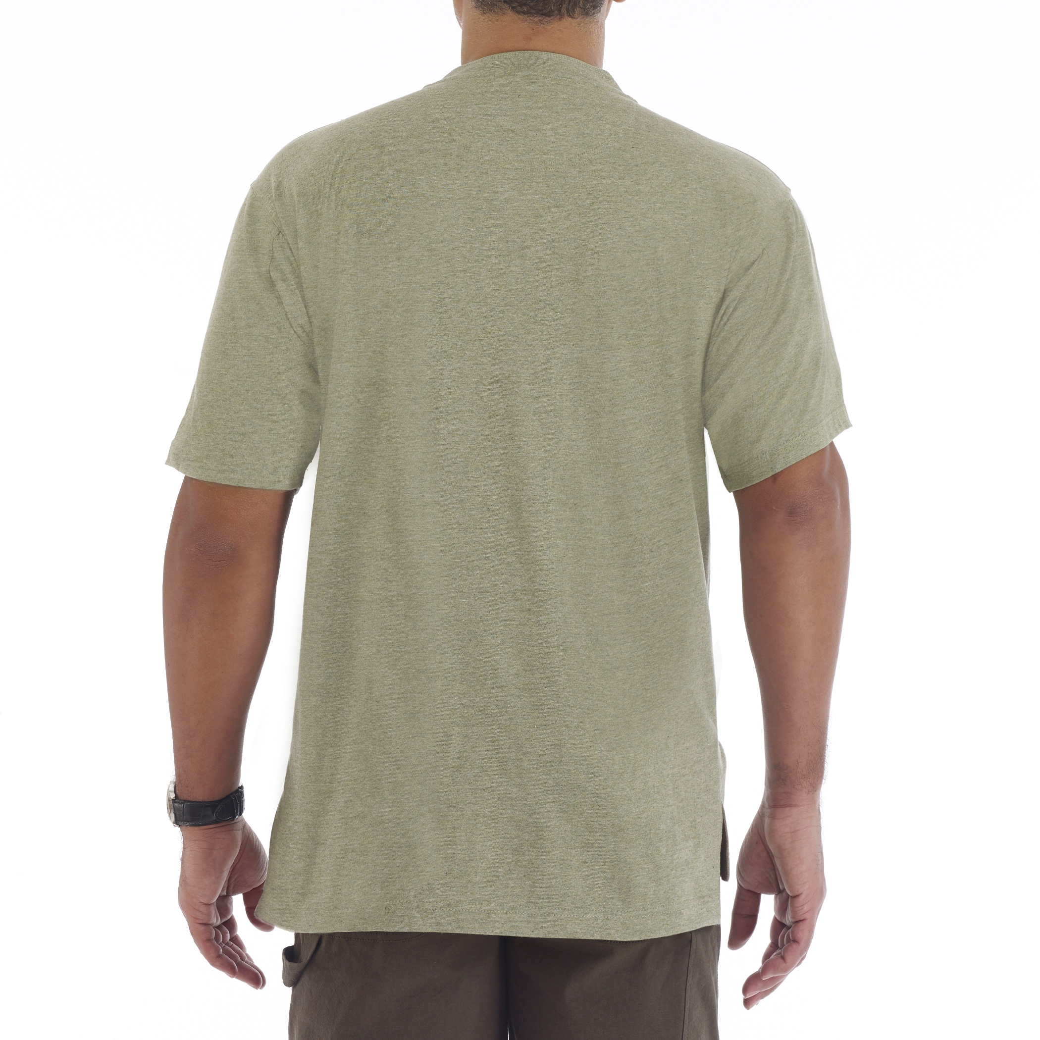 Playera de manga corta Henley sólida verde para hombre de Smith's Workwear (2XL)