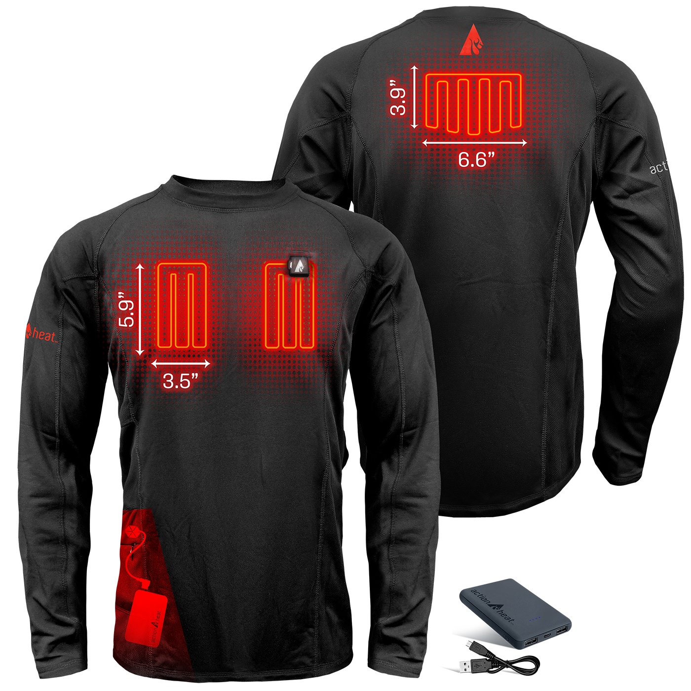 Playera térmica de manga larga negra para mujeres de ActionHeat (Grande)