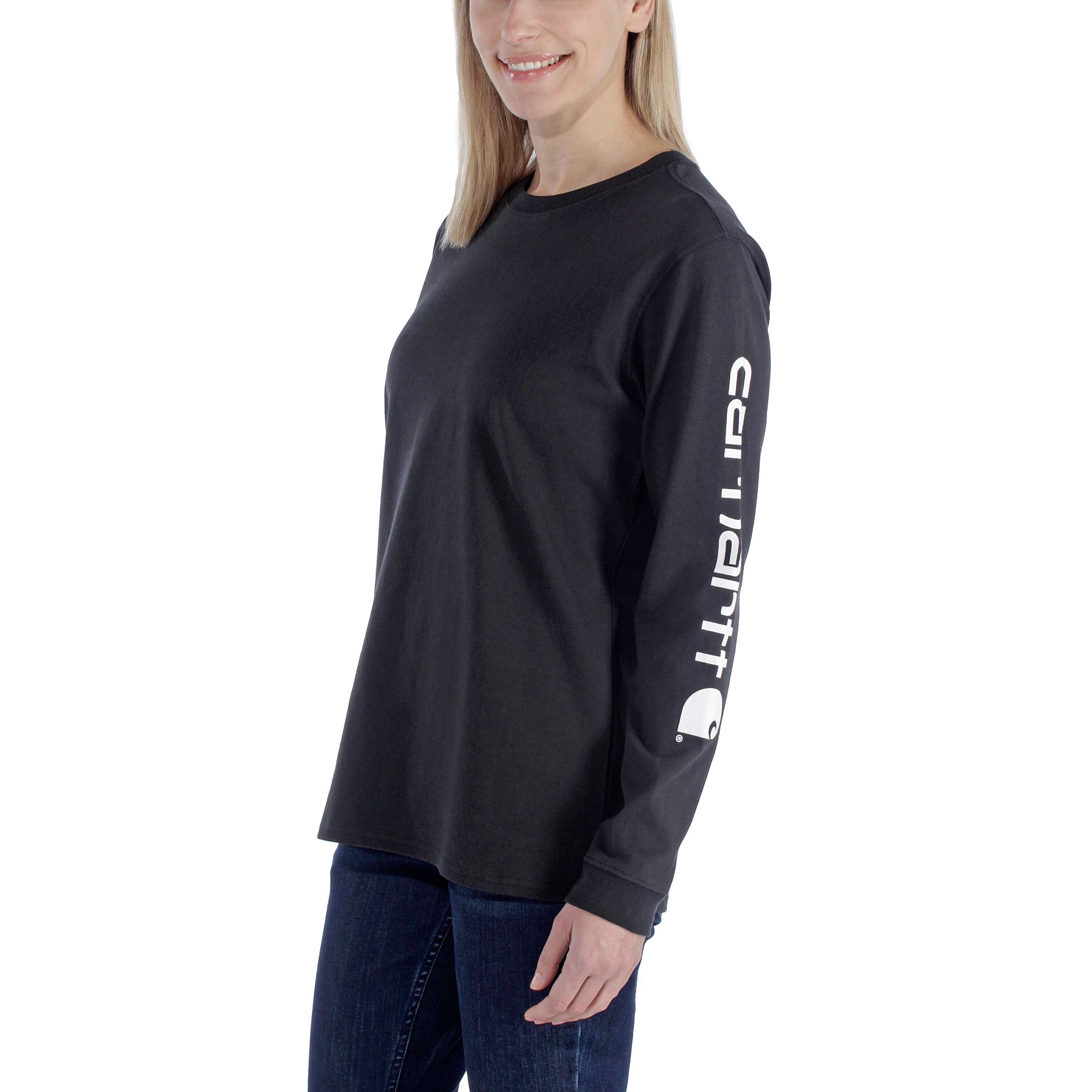 Playera de manga larga de algodón negra para mujer de Carhartt (Talla Mediana) 103401-001MREG