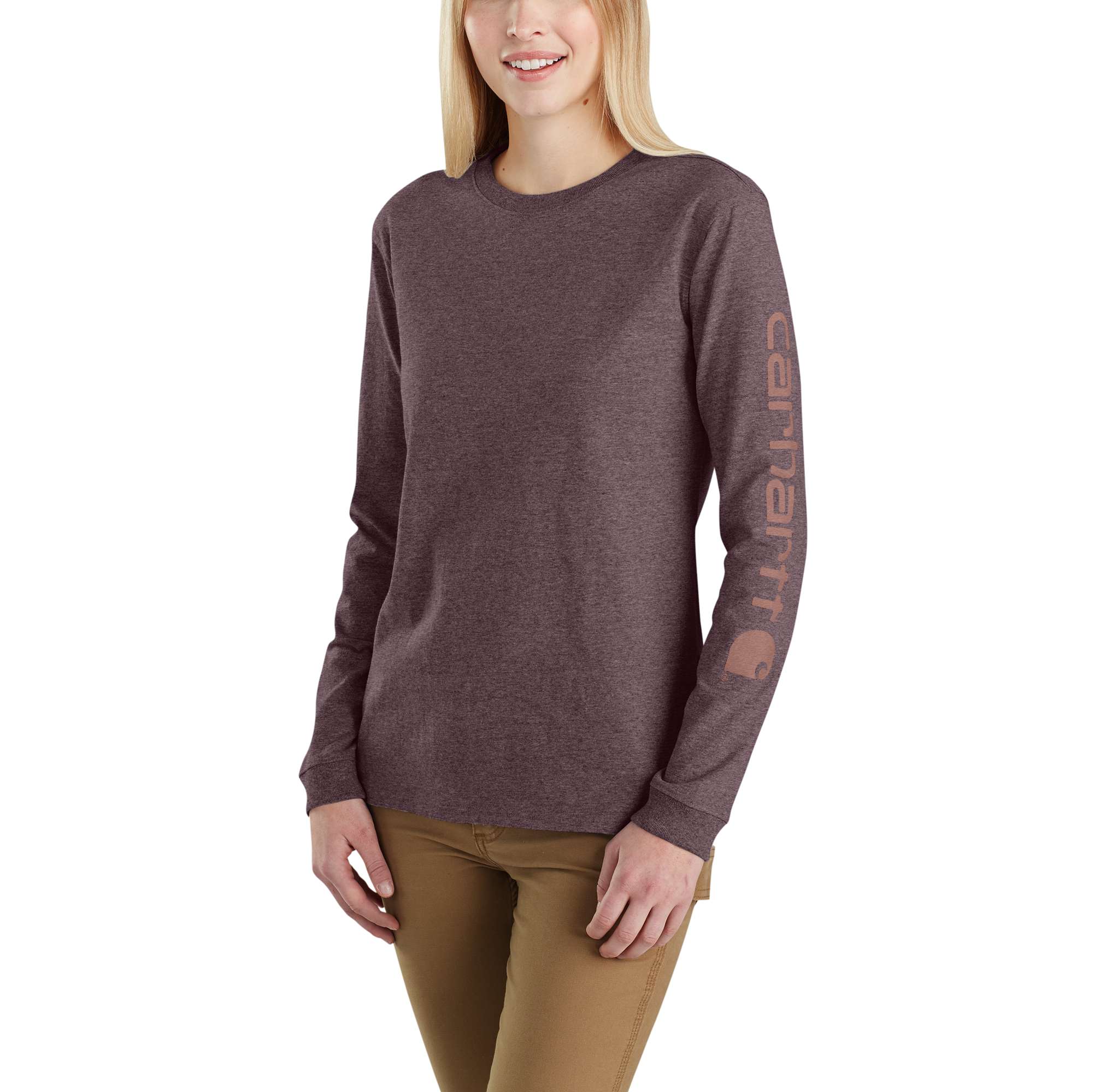 Playera de manga larga color morado para mujer de Carhartt (Talla Mediana) 103401-V27MREG