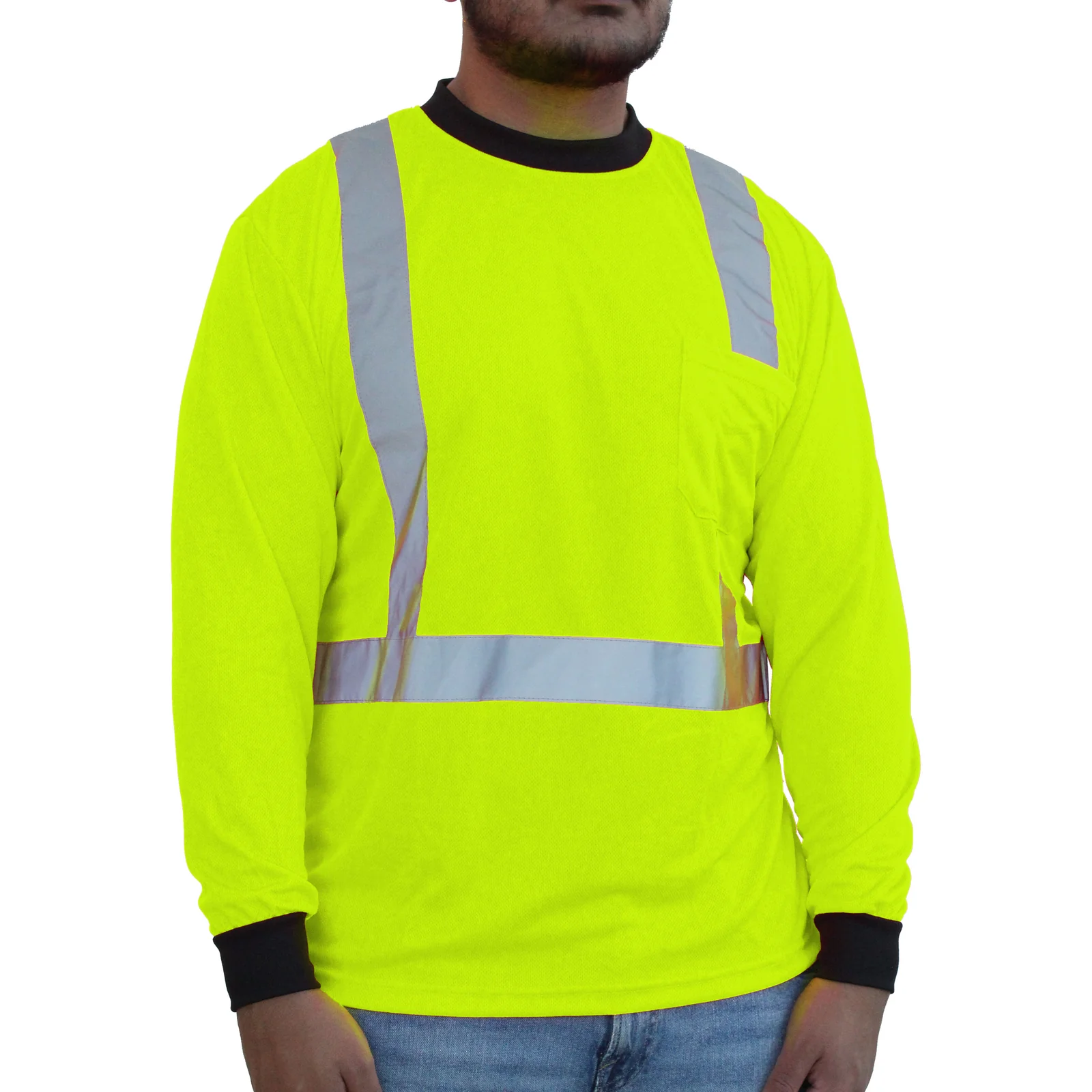 Sudadera de malla verde de manga corta para adulto unisex con protección brillo (Talla Mediana) HW202FG (M)