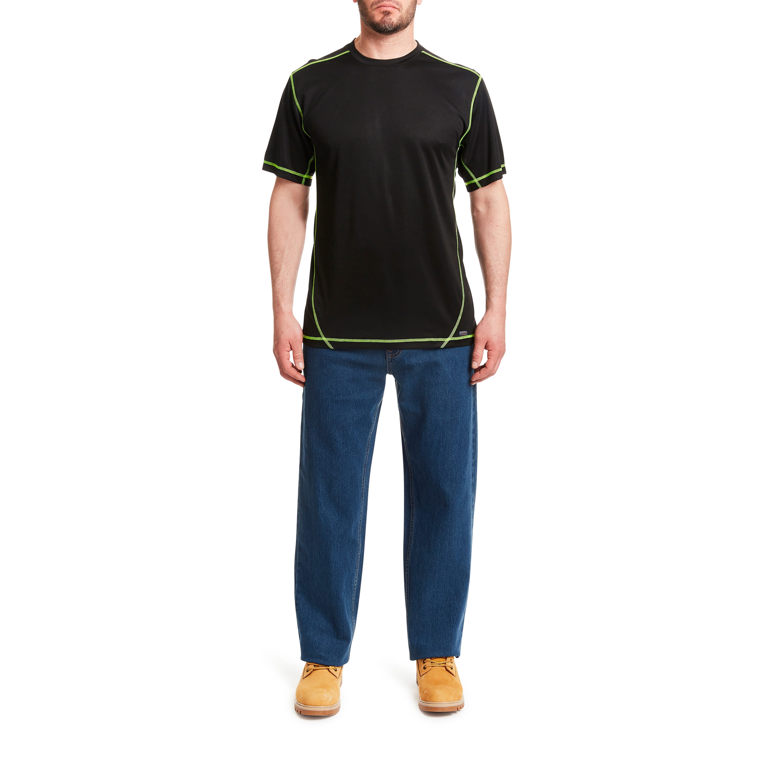 Playera negra de manga corta de punto para hombre de Smith's Workwear (Grande)