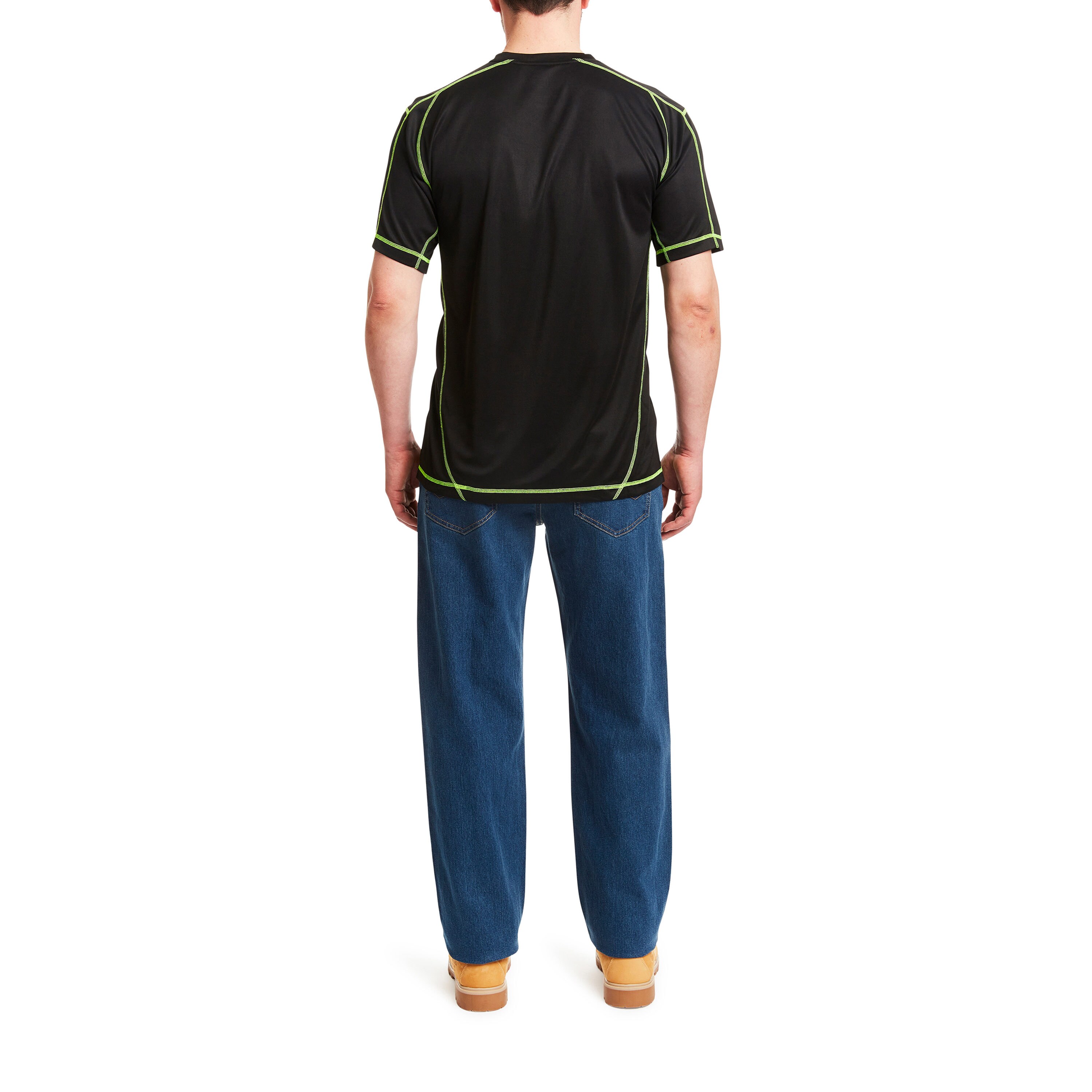 Playera negra de manga corta de punto para hombre de Smith's Workwear (Grande)