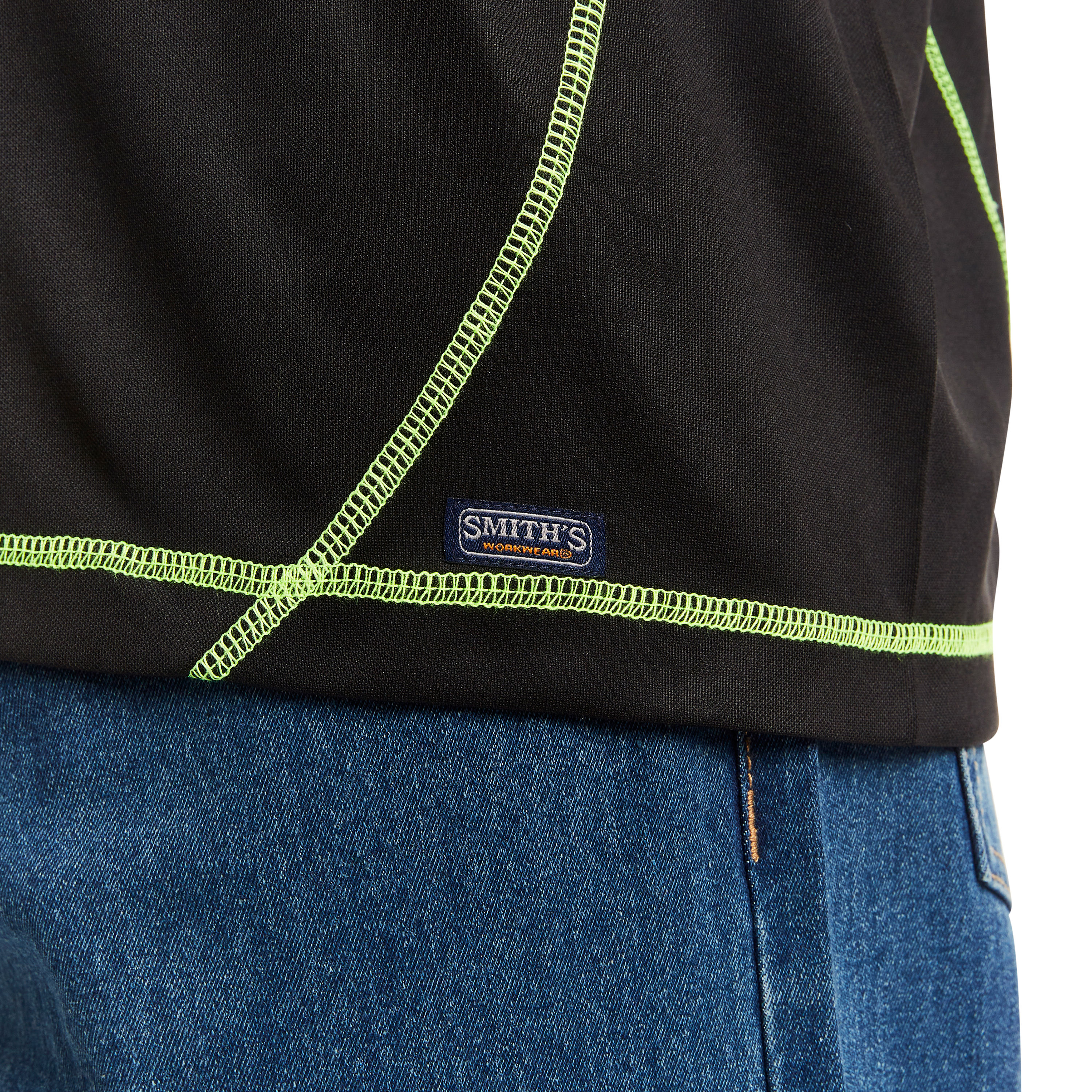 Playera negra de manga corta de punto para hombre de Smith's Workwear (Grande)