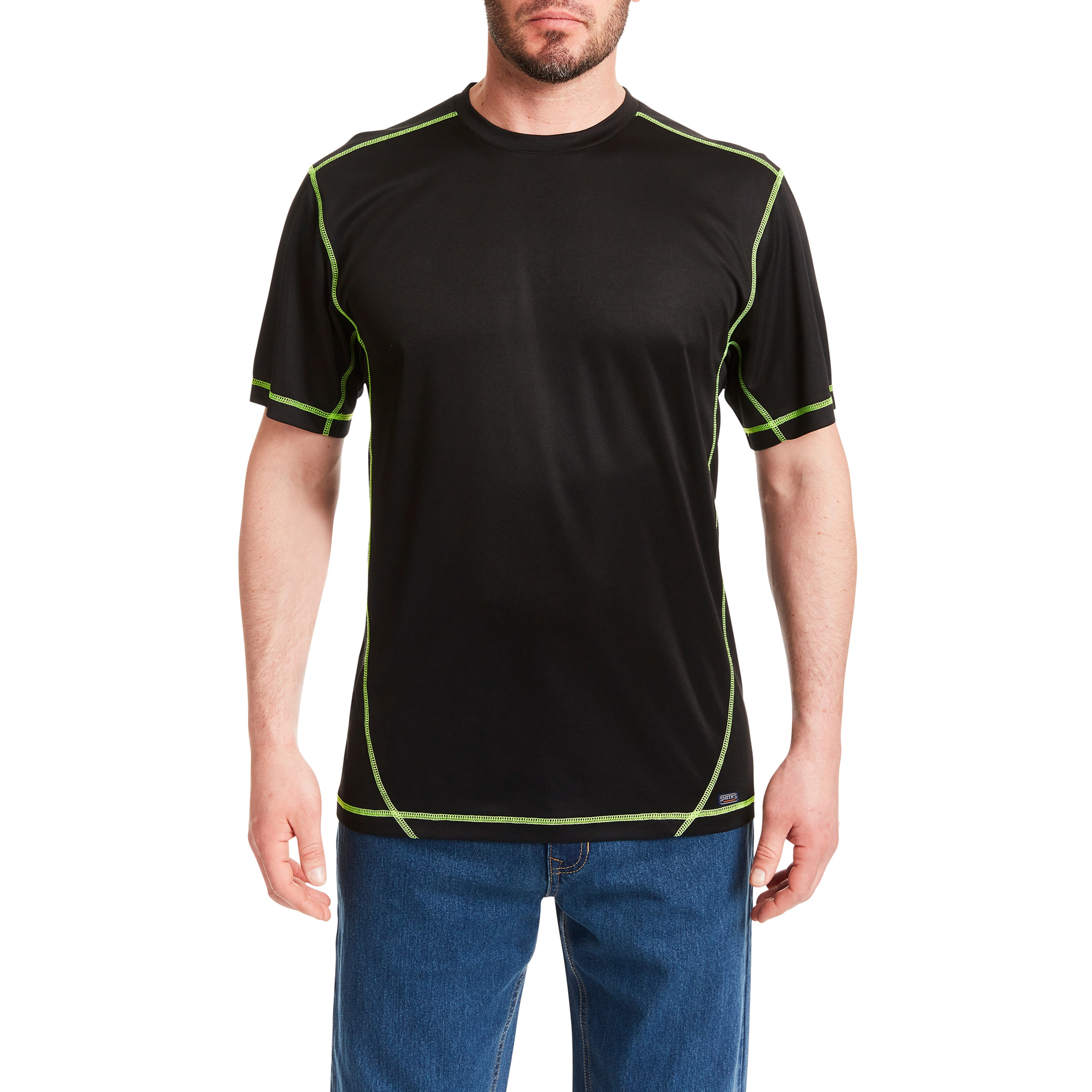 Playera negra de manga corta de punto para hombre de Smith's Workwear (Grande)