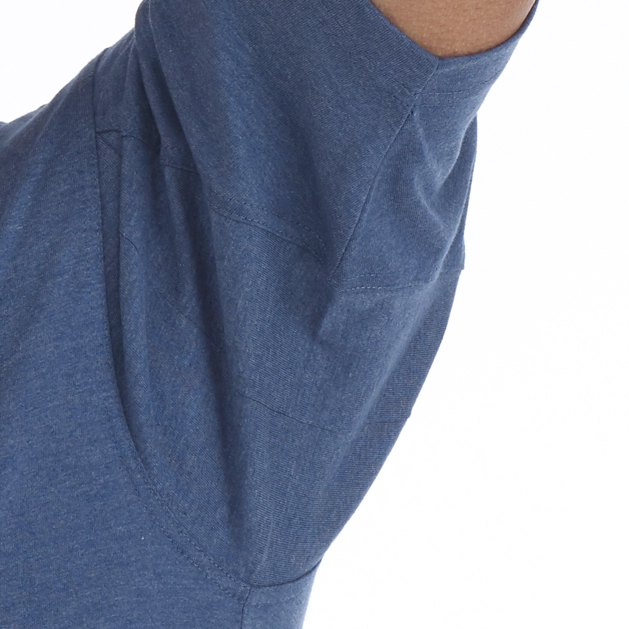 Playera tipo Henley de manga corta en color azul para hombre de Smith's Workwear (Talla Mediana)