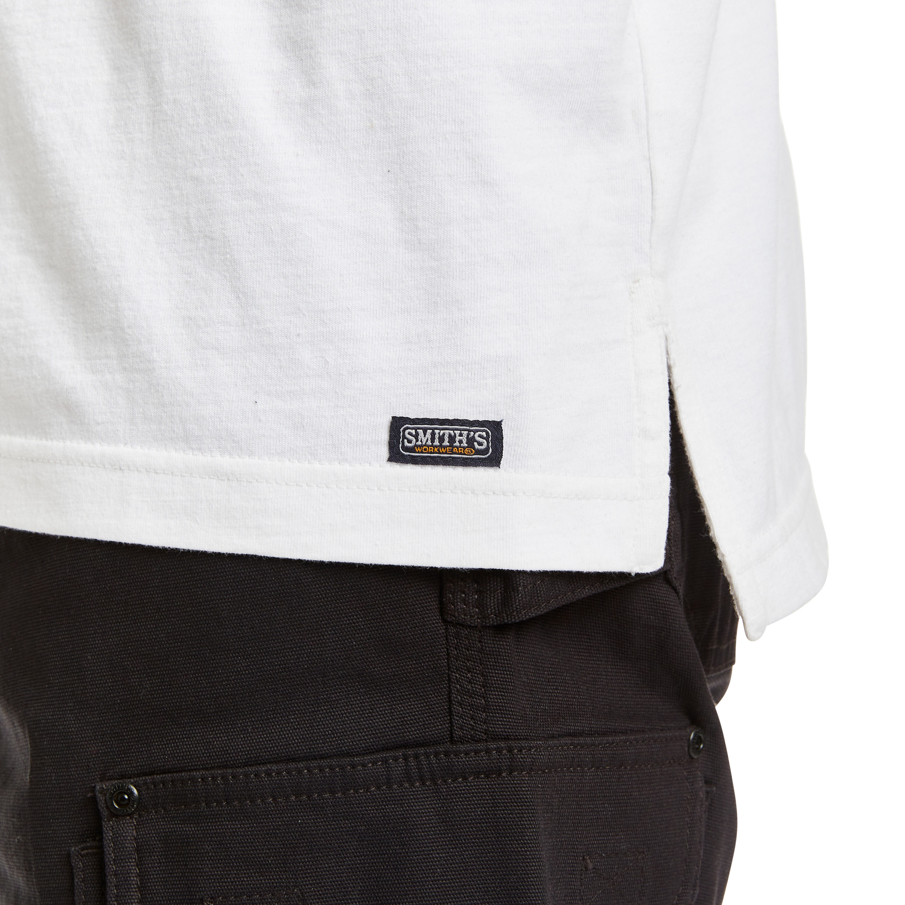 Playera básica de punto blanco de manga corta para hombre de Smith's Workwear (Talla Grande)