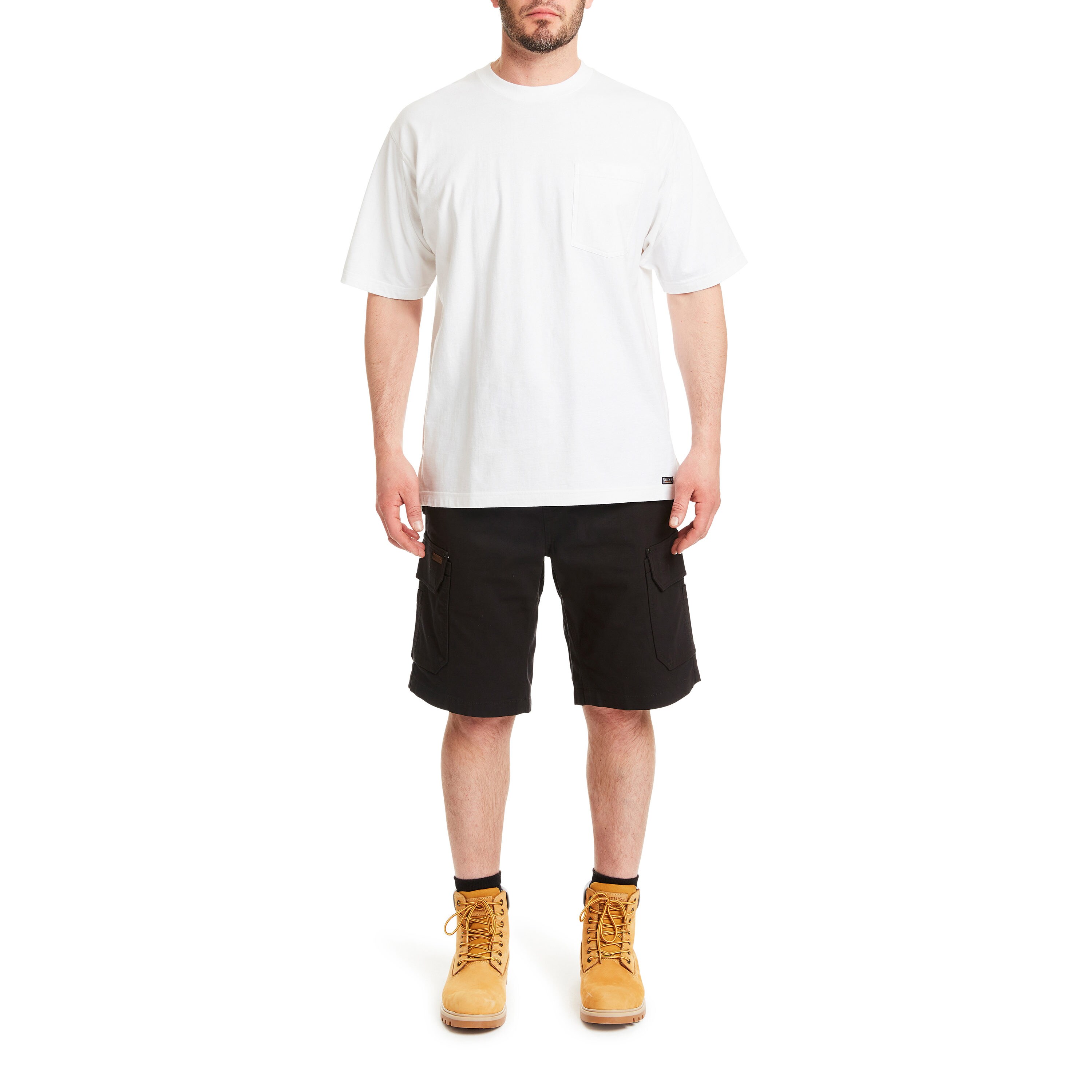 Playera básica de punto blanco de manga corta para hombre de Smith's Workwear (Talla Grande)