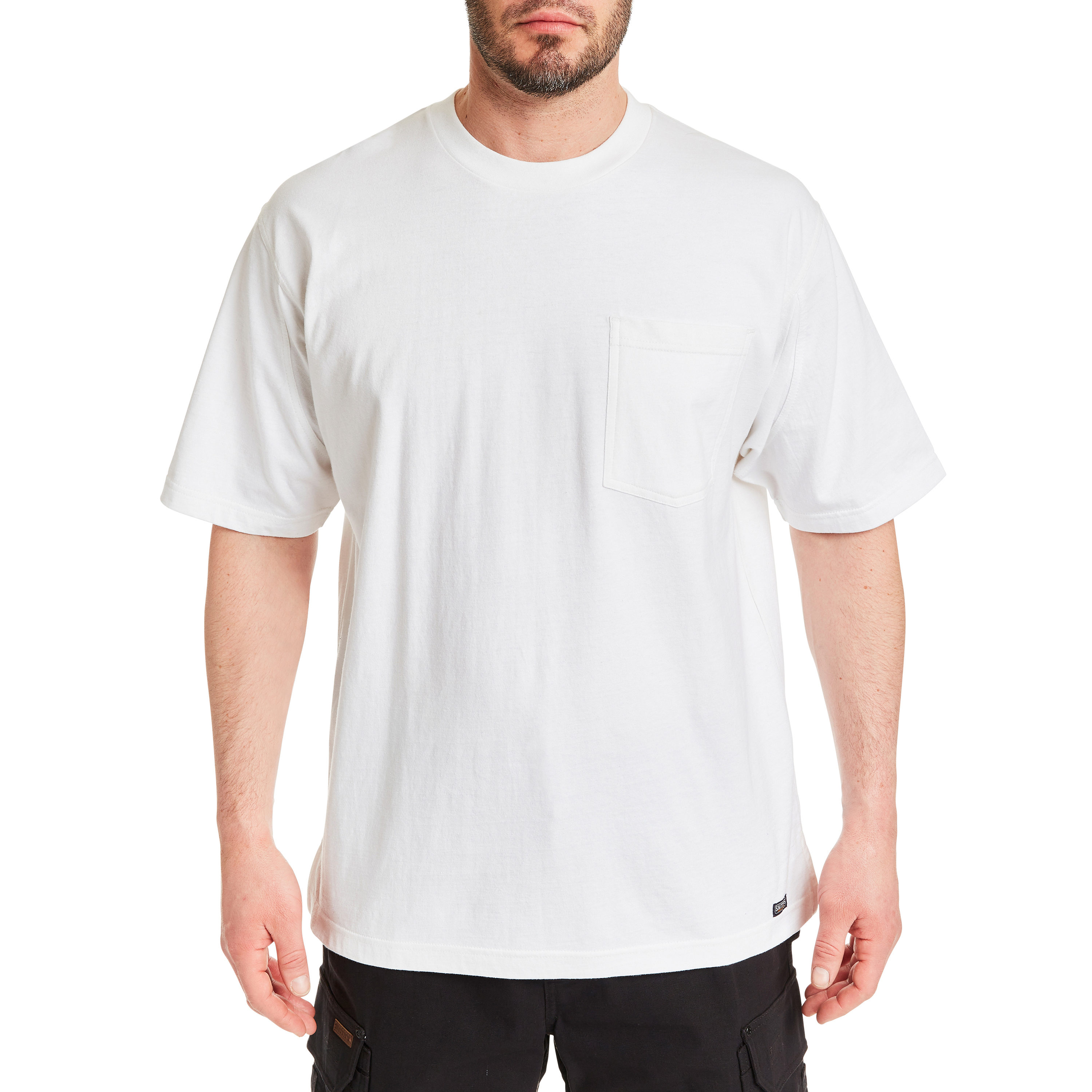 Playera básica de punto blanco de manga corta para hombre de Smith's Workwear (Talla Grande)