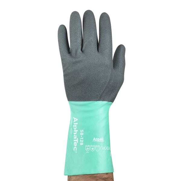 Guantes Resistentes a Químicos de Nitrilo Ansell de 11", Talla 9, 1 Par - 58-128