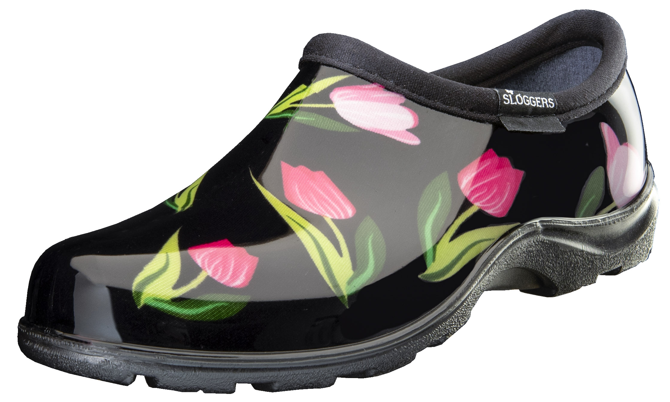 Zapatos impermeables negros con estampado de tulipanes para mujer Sloggers Talla 9 Mediana 5120TLPBK09