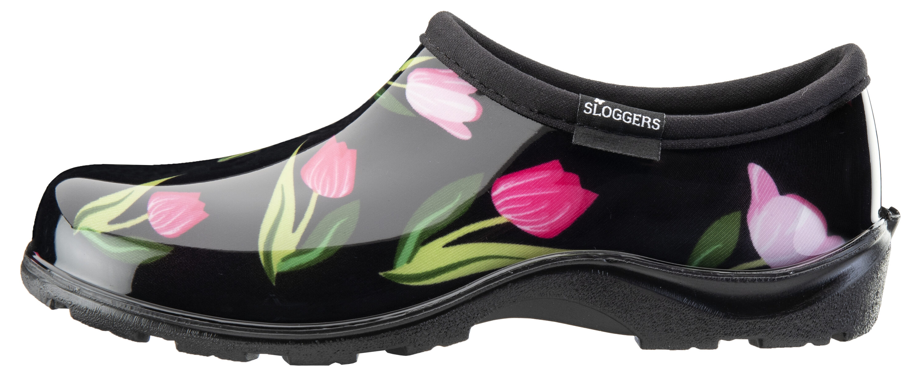 Zapatos impermeables negros con estampado de tulipanes para mujer Sloggers Talla 9 Mediana 5120TLPBK09