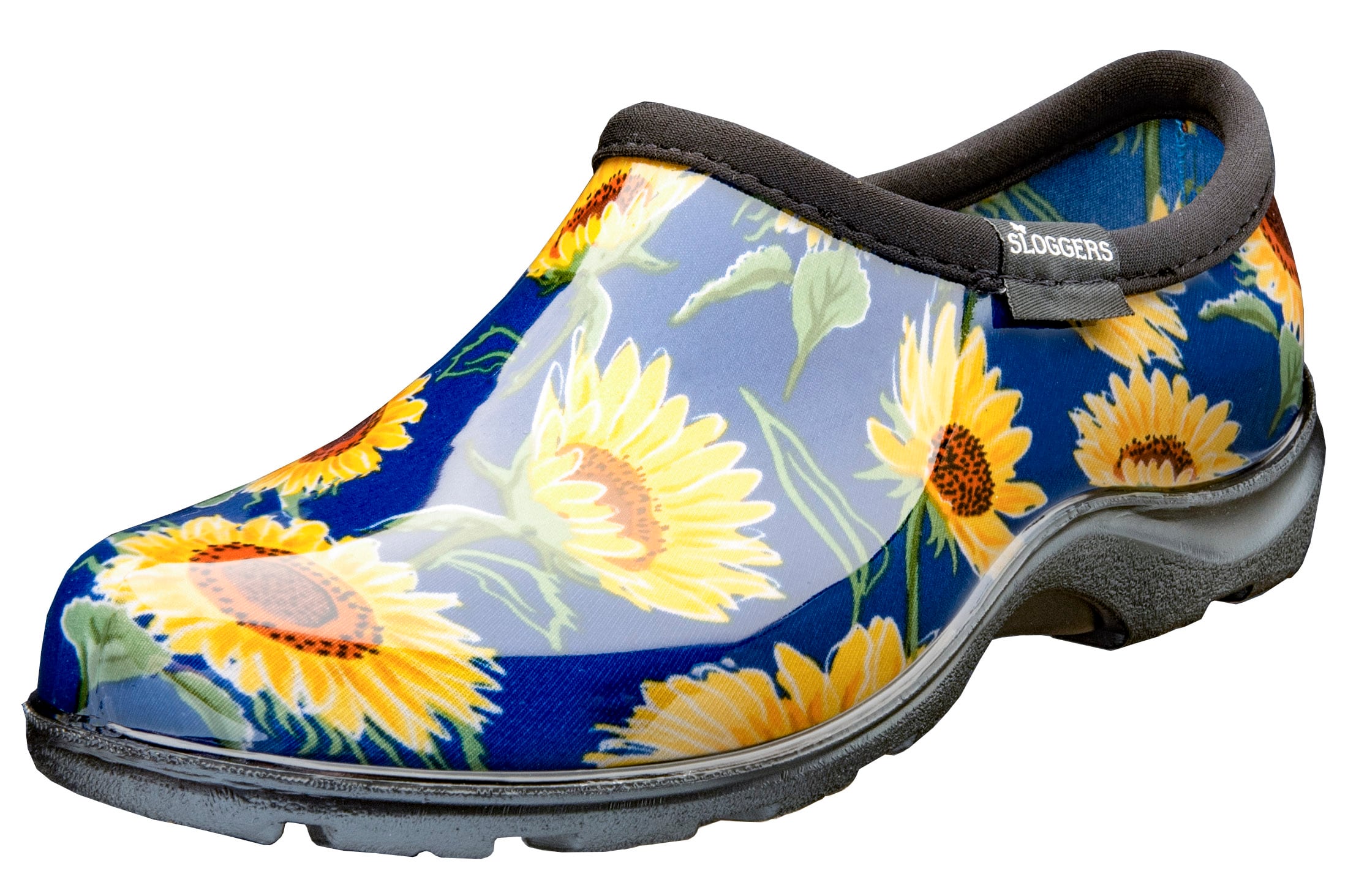 Sloggers Zapatos impermeables azules con estampado de girasoles para mujer Talla: 9 Mediana 5123SUNBL09