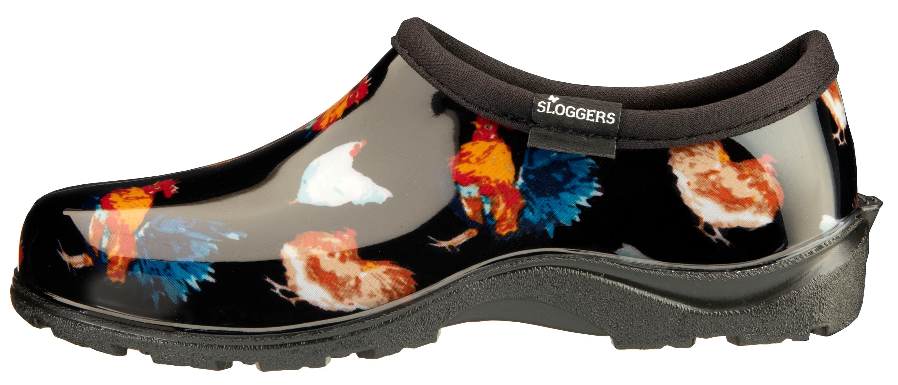 Zapatos impermeables negros con estampado de gallinas para mujer Sloggers Talla: 9 Mediana 5121CHKBK09