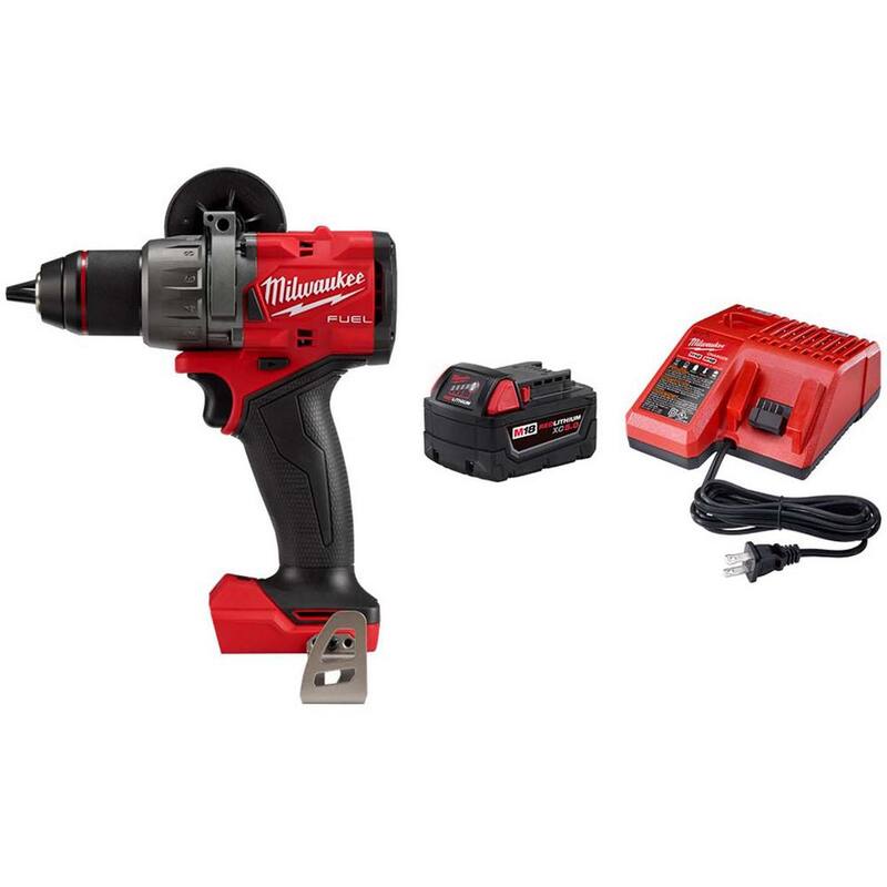Martillo taladro/destornillador sin escobillas inalámbrico Milwaukee M18 FUEL de 18 voltios con batería de 5.0Ah y cargador - 2904-20-48-59-1850