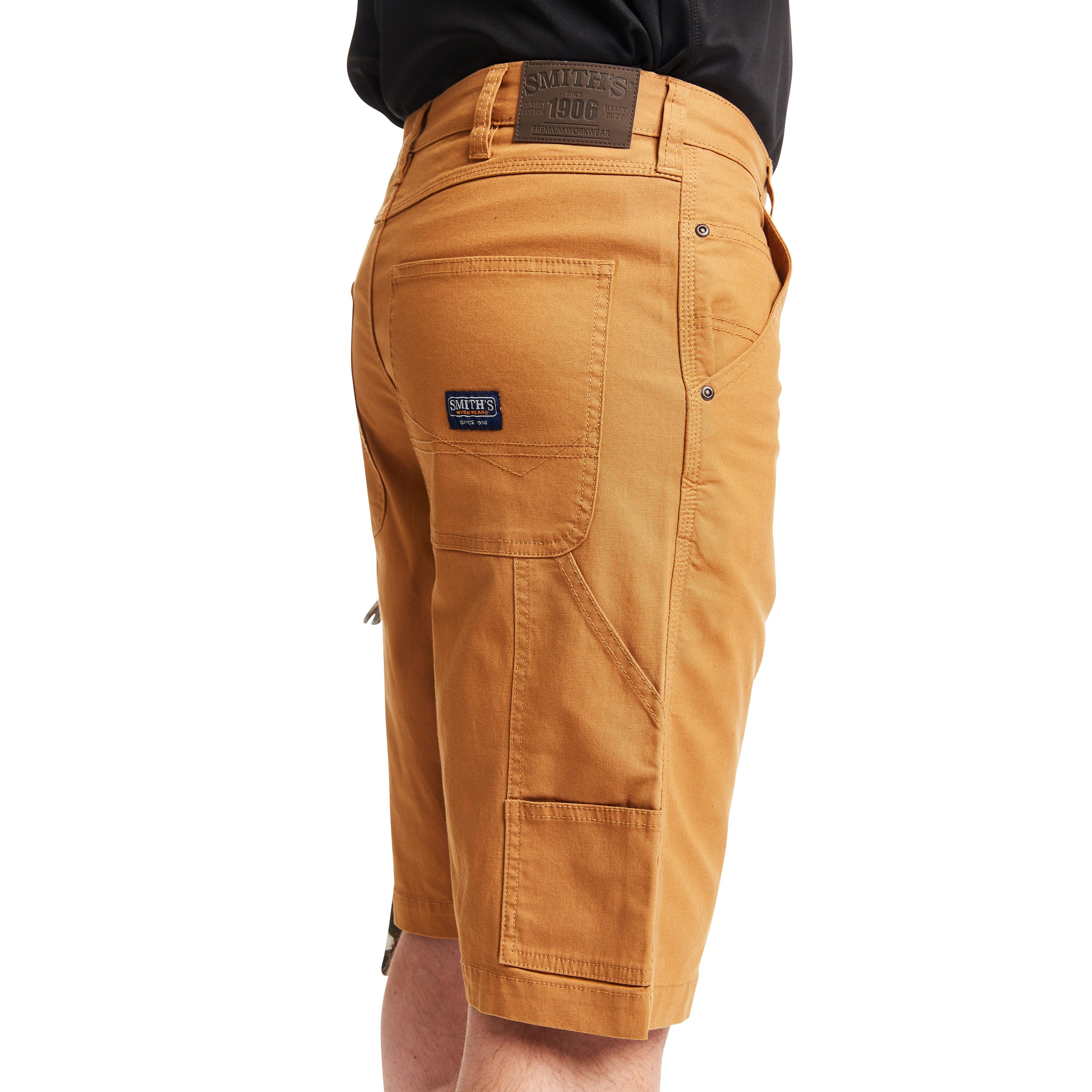 Pantalones cortos de carpintero de lienzo marrón arcilla para hombre de Smith's Workwear (Talla: 34) S2101S-CLBR-34