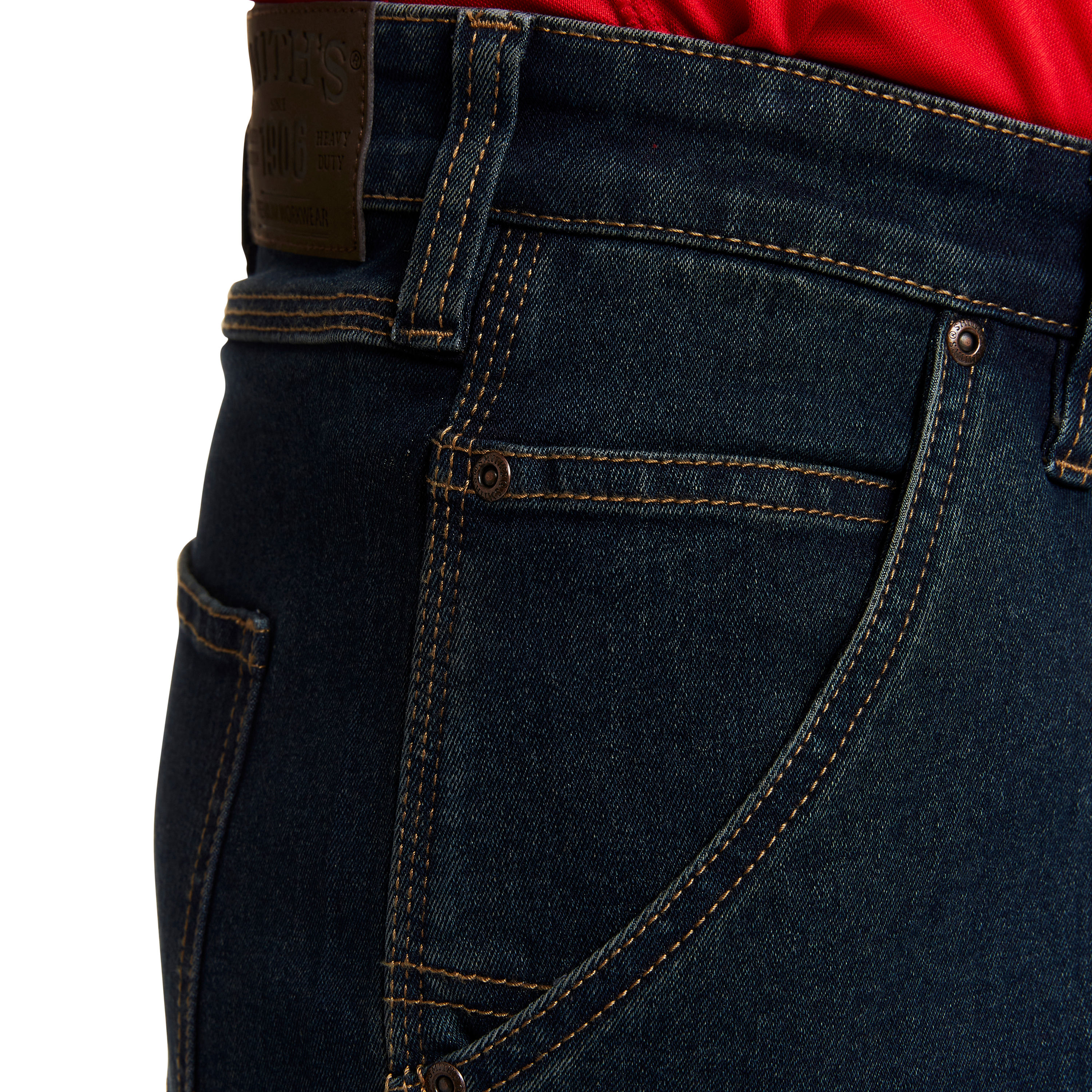 Pantalones cortos de carpintero de mezclilla de lavado vintage oscuro para hombre de Smith's Workwear (Talla: 38)