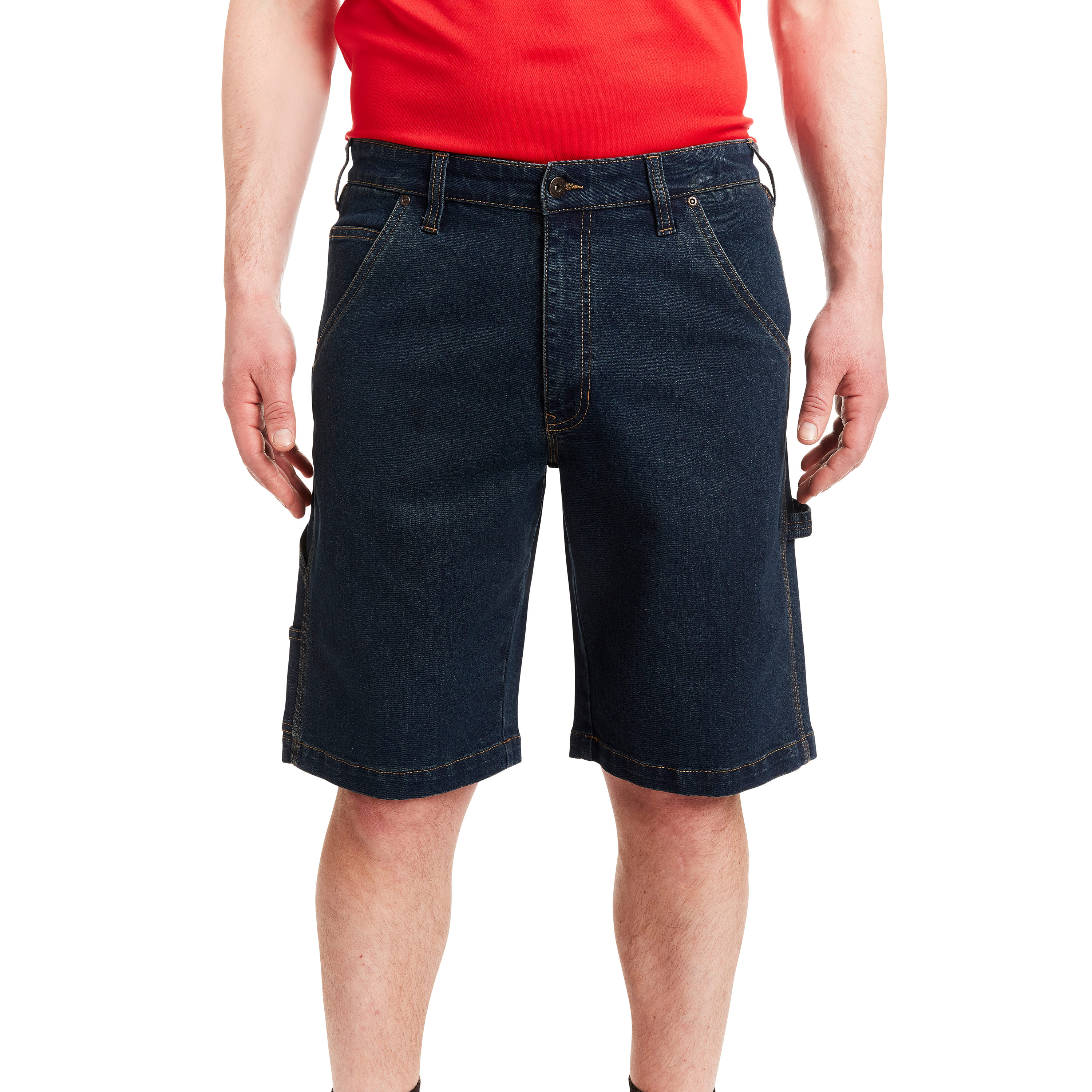 Pantalones cortos de carpintero de mezclilla de lavado vintage oscuro para hombre de Smith's Workwear (Talla: 38)