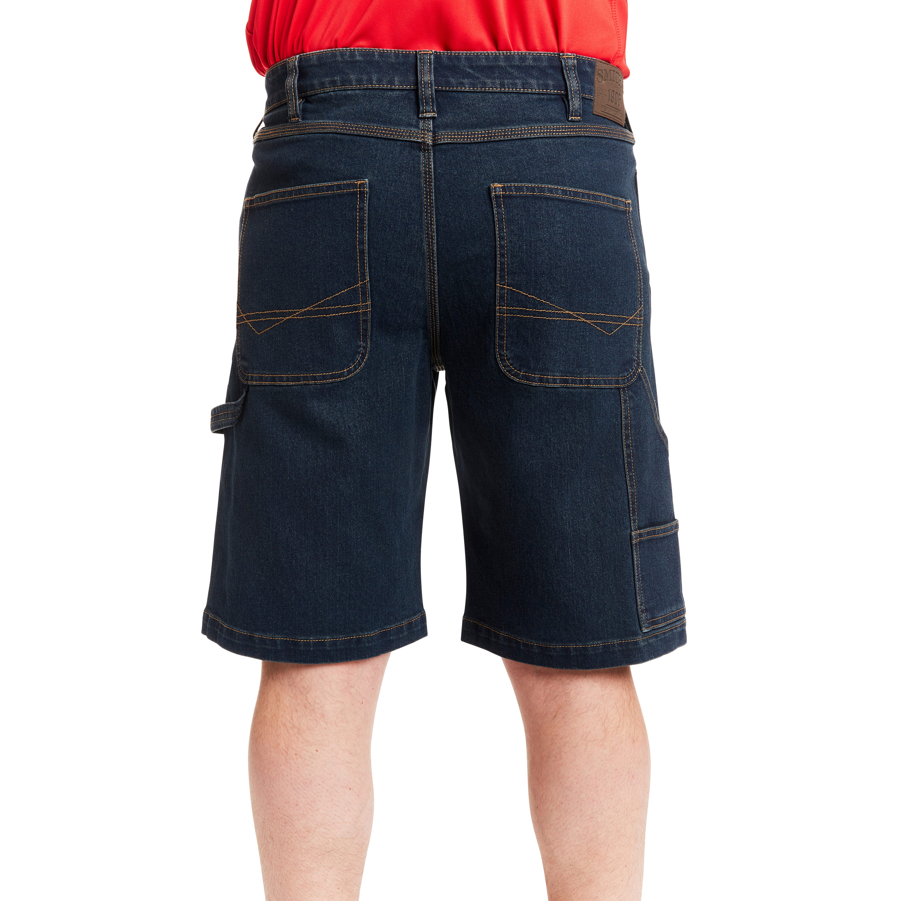 Pantalones cortos de carpintero de mezclilla de lavado vintage oscuro para hombre de Smith's Workwear (Talla: 38)