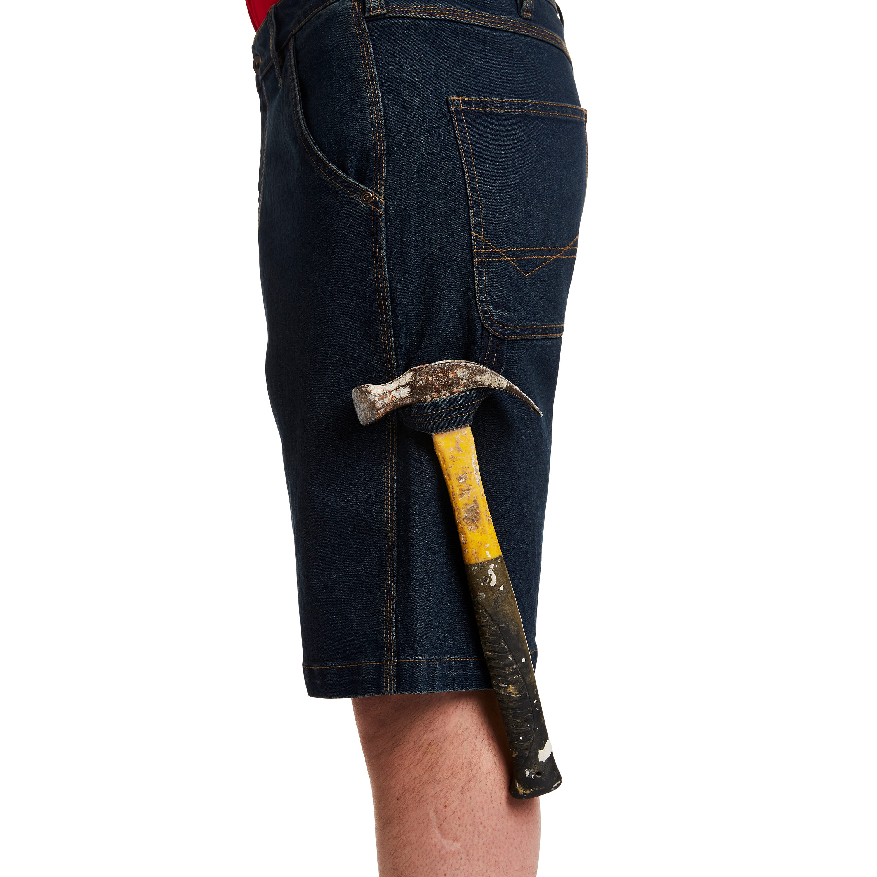 Pantalones cortos de carpintero de mezclilla de lavado vintage oscuro para hombre de Smith's Workwear (Talla: 38)