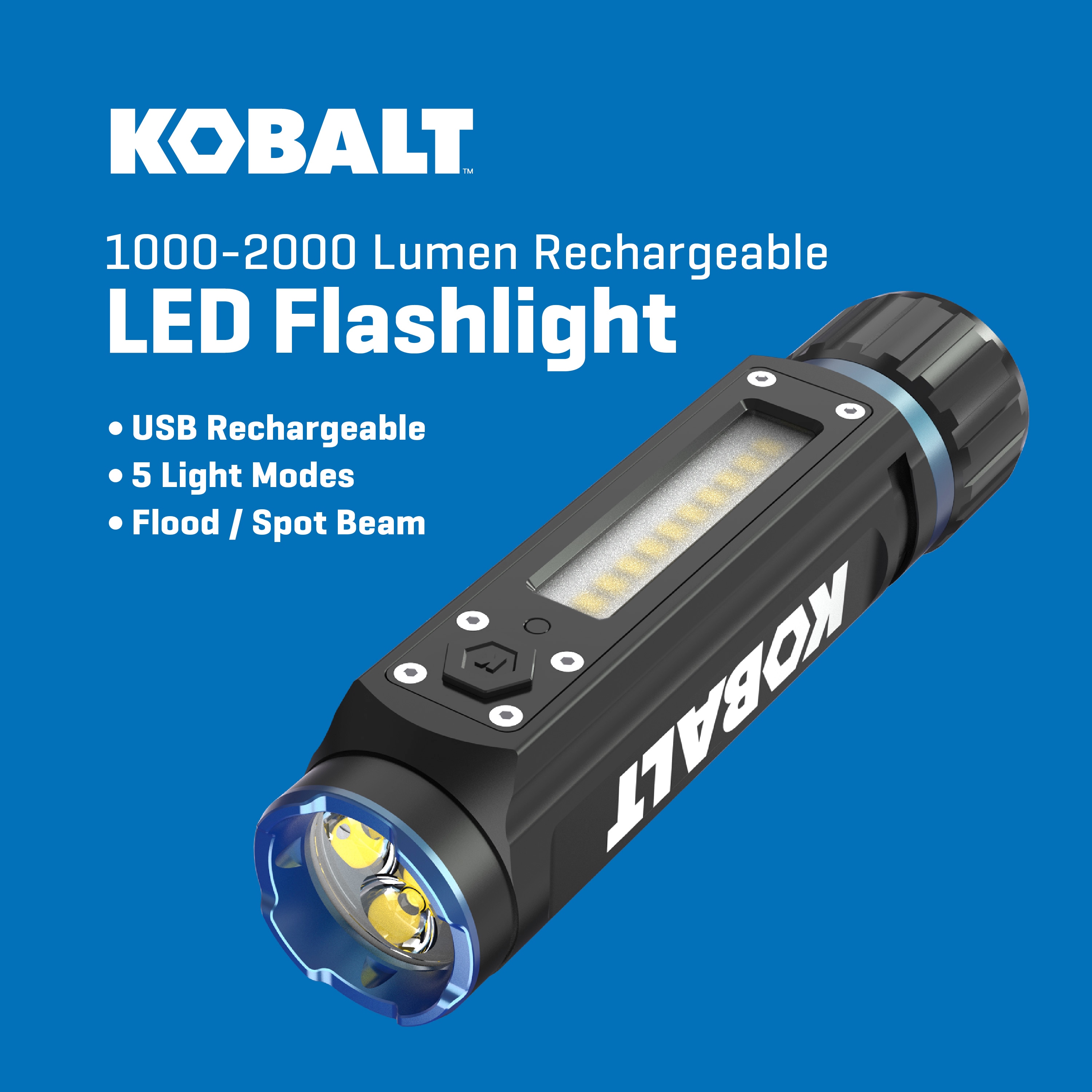 Linterna LED Kobalt de 1000 lúmenes con 5 modos y baterías recargables incluidas