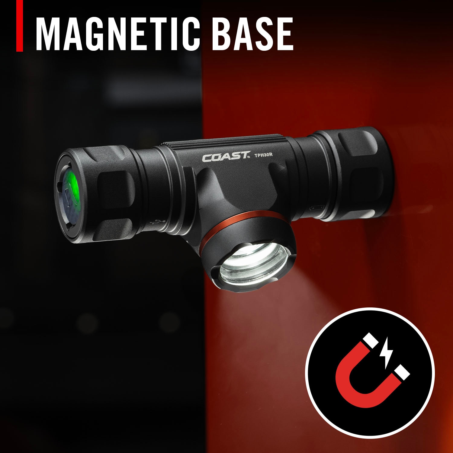 Lámpara frontal LED Coast TPH30R de 1500 lúmenes con batería recargable incluida 31096.