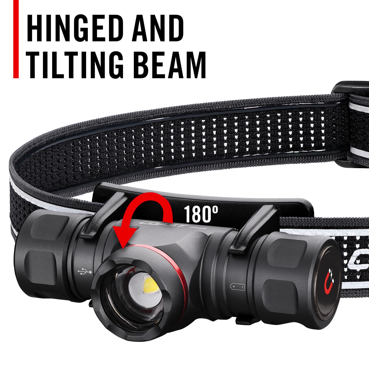 Lámpara frontal LED Coast TPH30R de 1500 lúmenes con batería recargable incluida 31096.