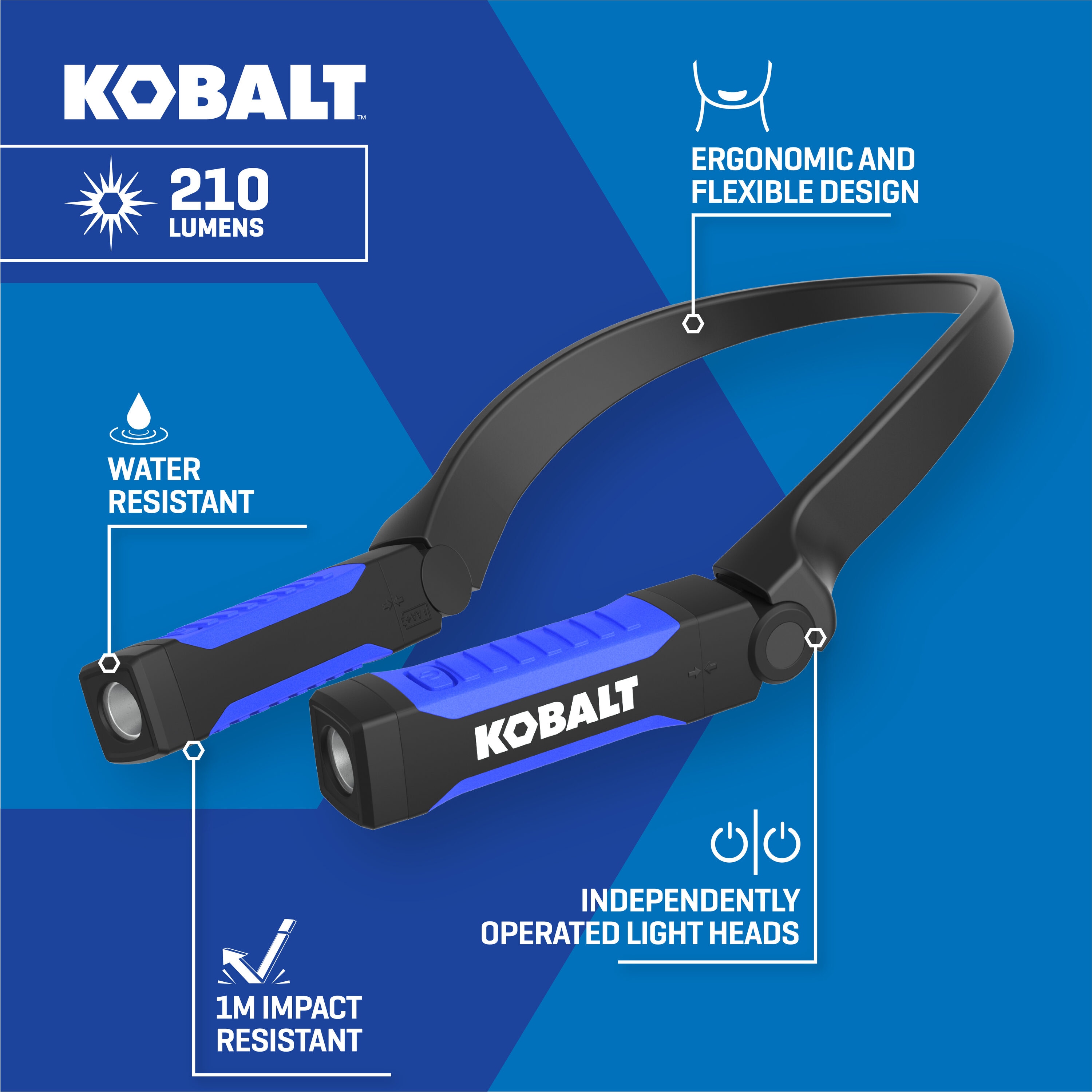 Linterna de maniobras con dos modos de 210 lúmenes Kobalt con pilas incluidas