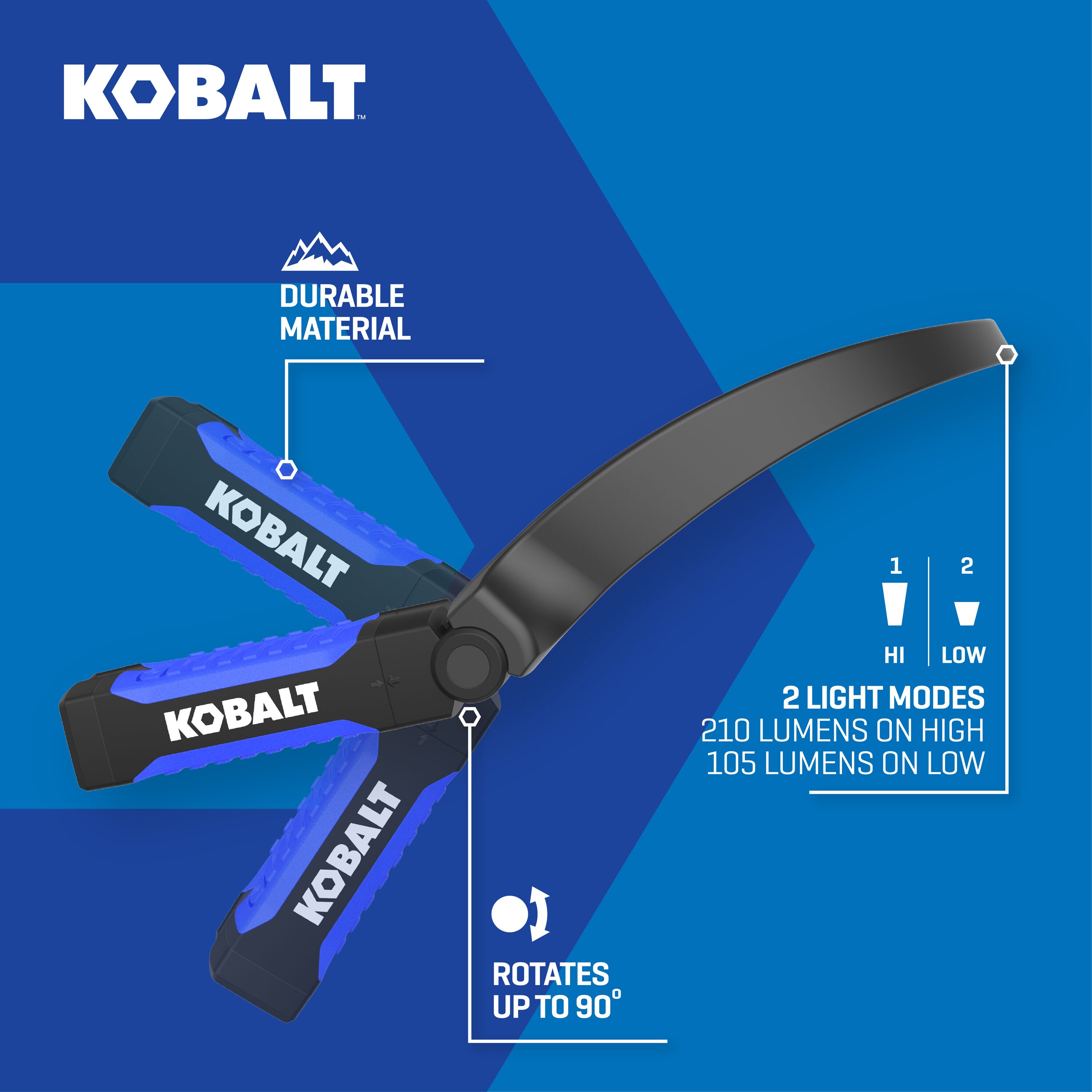 Linterna de maniobras con dos modos de 210 lúmenes Kobalt con pilas incluidas