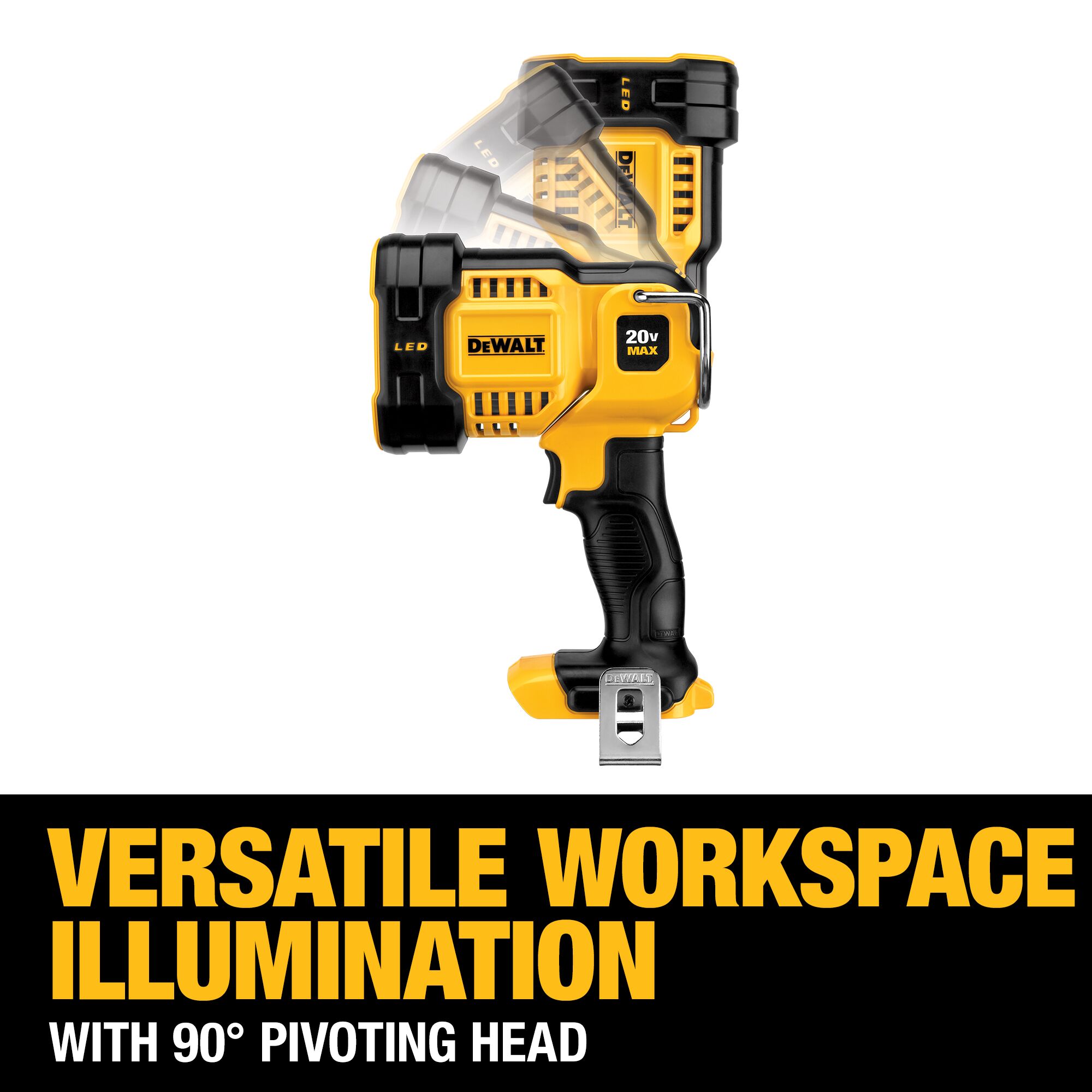 Linterna recargable de herramienta eléctrica sin cable DEWALT de 20 voltios máximo de ion de litio (Li-ion) con 1000 lúmenes de LED (solo herramienta) DCL043.