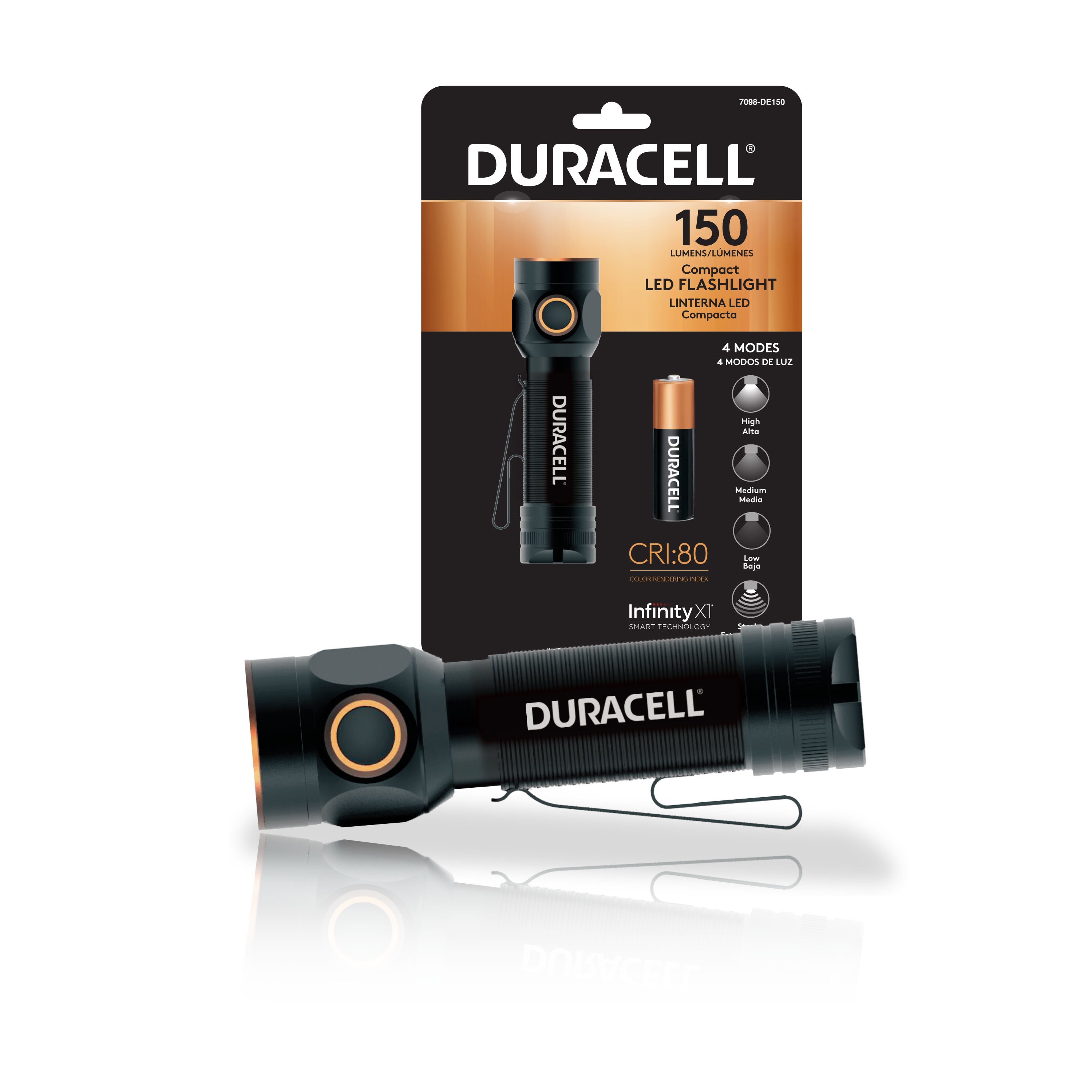 Linterna miniatura de LED Duracell de 150 lúmenes con 4 modos e incluye baterías