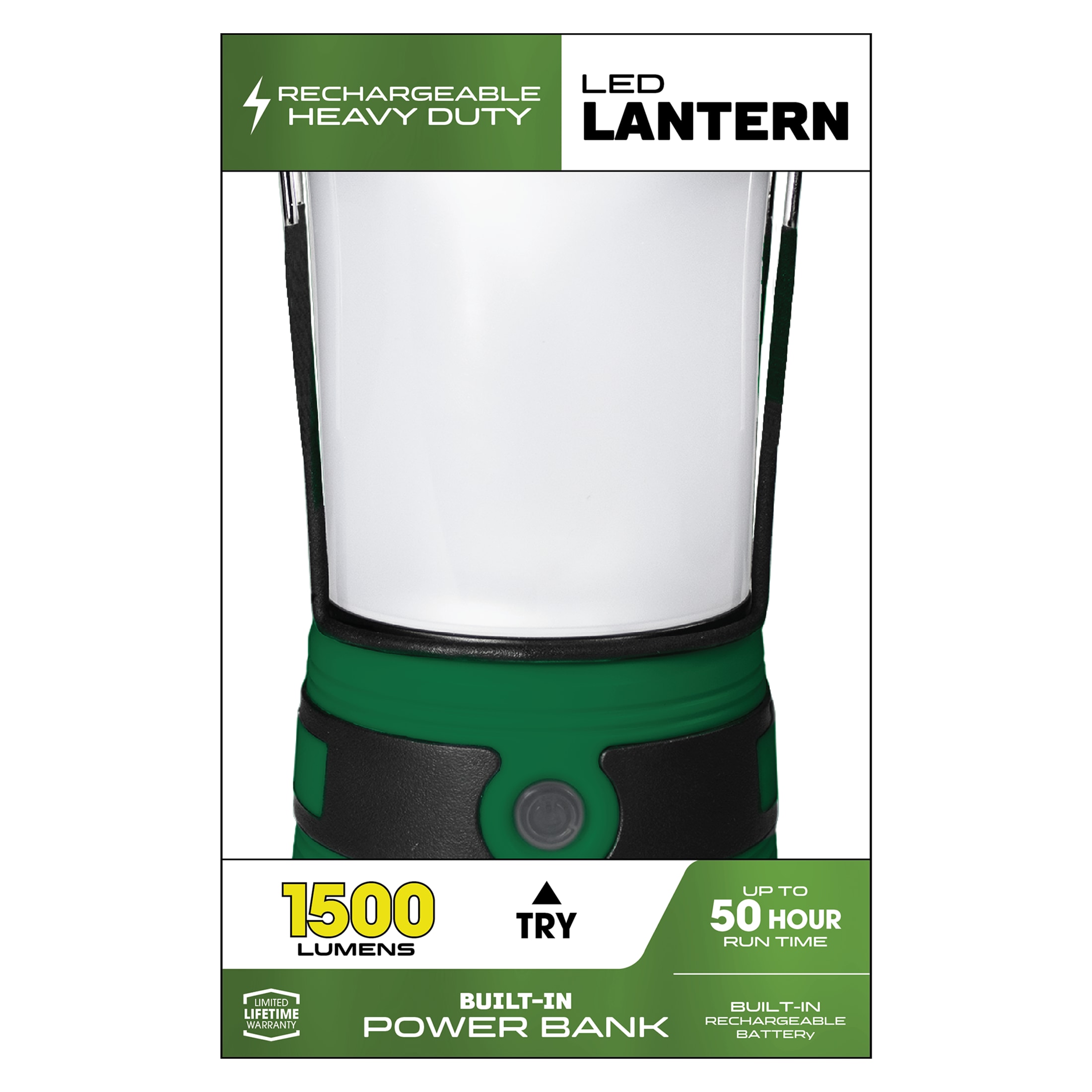 Linterna para acampar LED Police Security de 1500 lúmenes (Recargable) con baterías incluidas 97719
