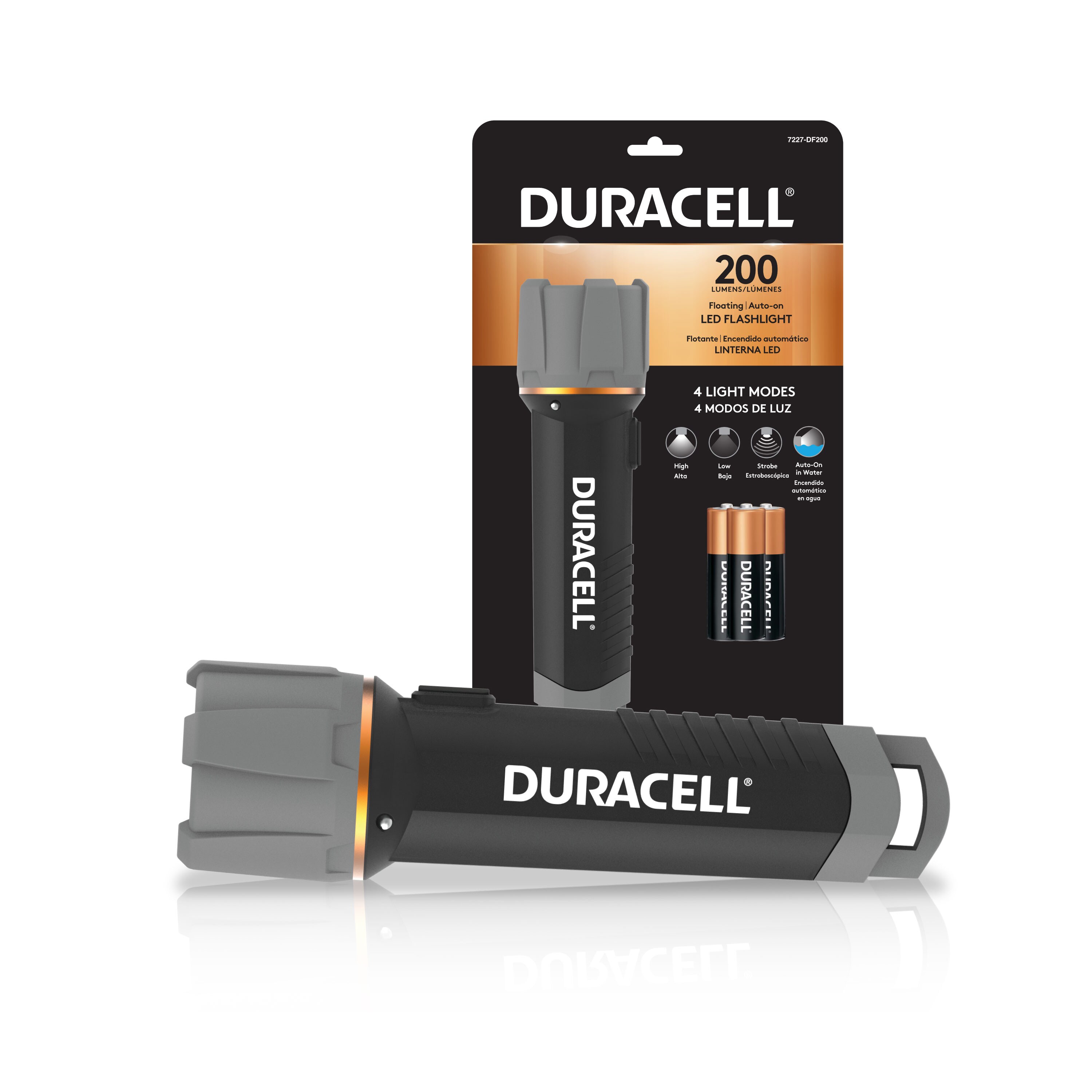 Linterna LED Duracell de 200 lúmenes con 3 modos e incluye baterías