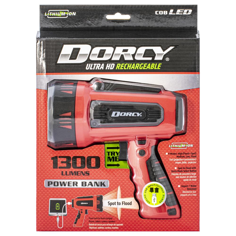 Lámpara de mano con luz intensa de 1300 lúmenes y 5 modos, recargable - Dorcy International 41-4356