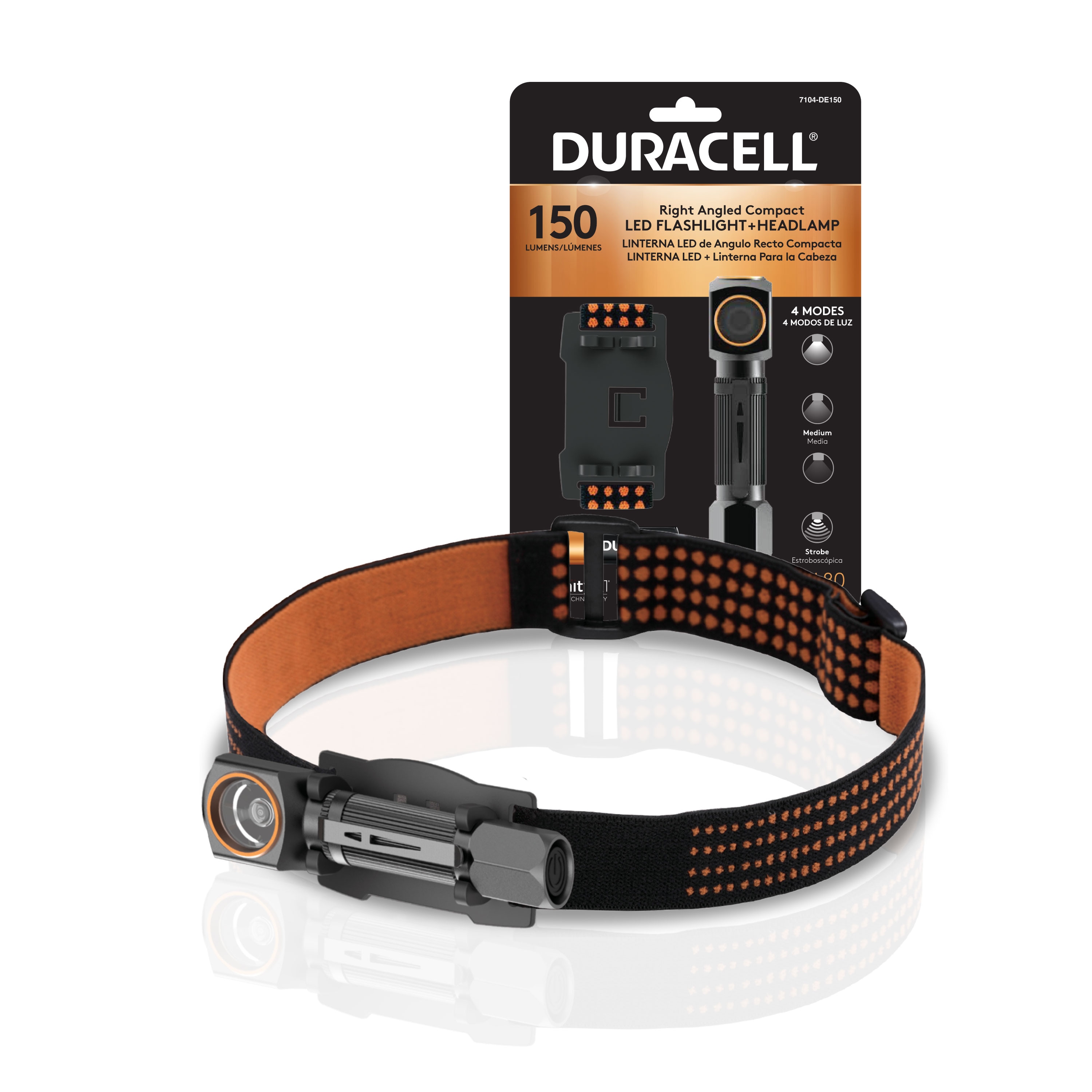 Lámpara frontal LED Duracell de 150 lúmenes con batería incluida 7104-DE150