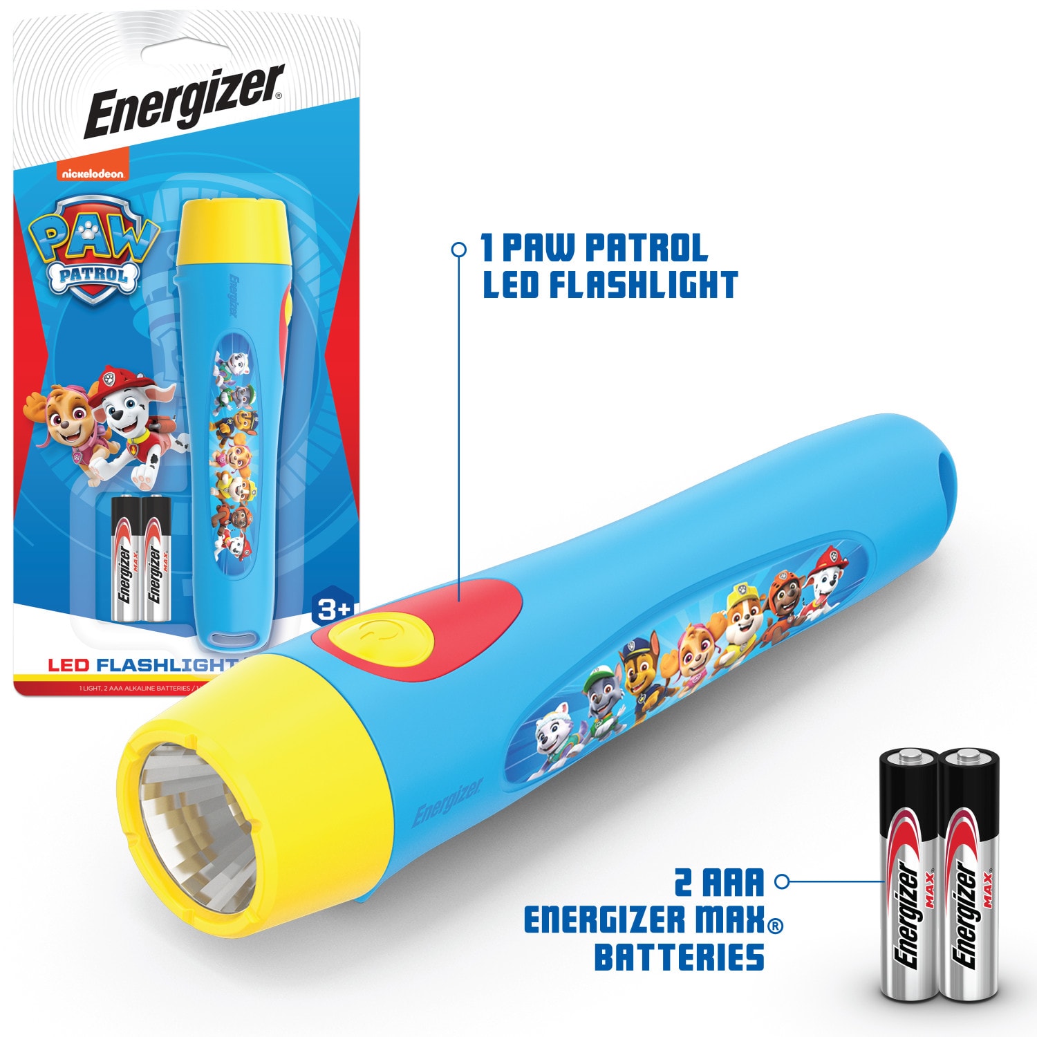 Linterna LED Energizer Paw Patrol de 15 lúmenes con 1 modo, incluye pilas E303309100.
